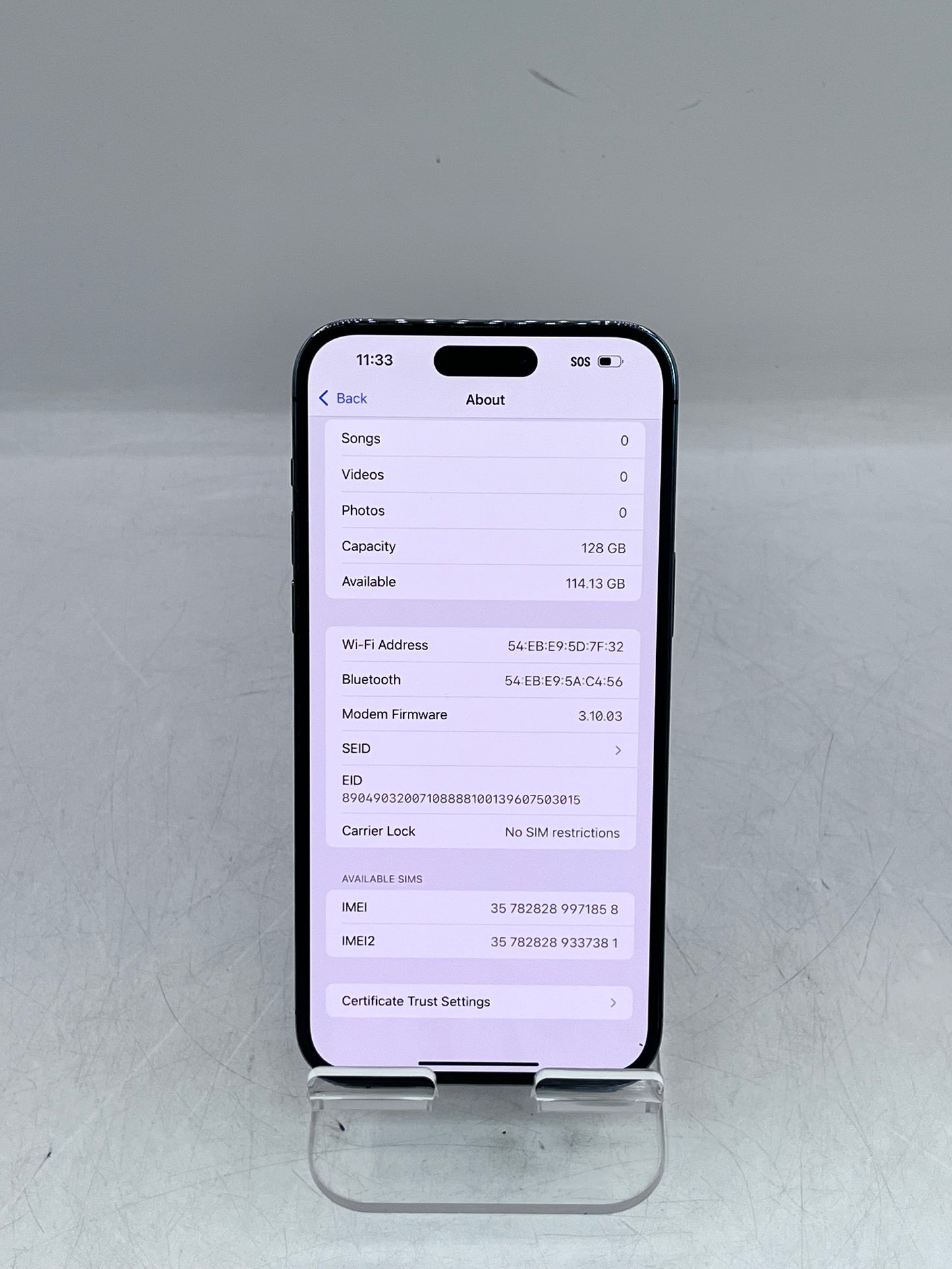 Apple iPhone 14 Pro Max MQ8R3LL/A A2651 128GB Unlocked - Purple
