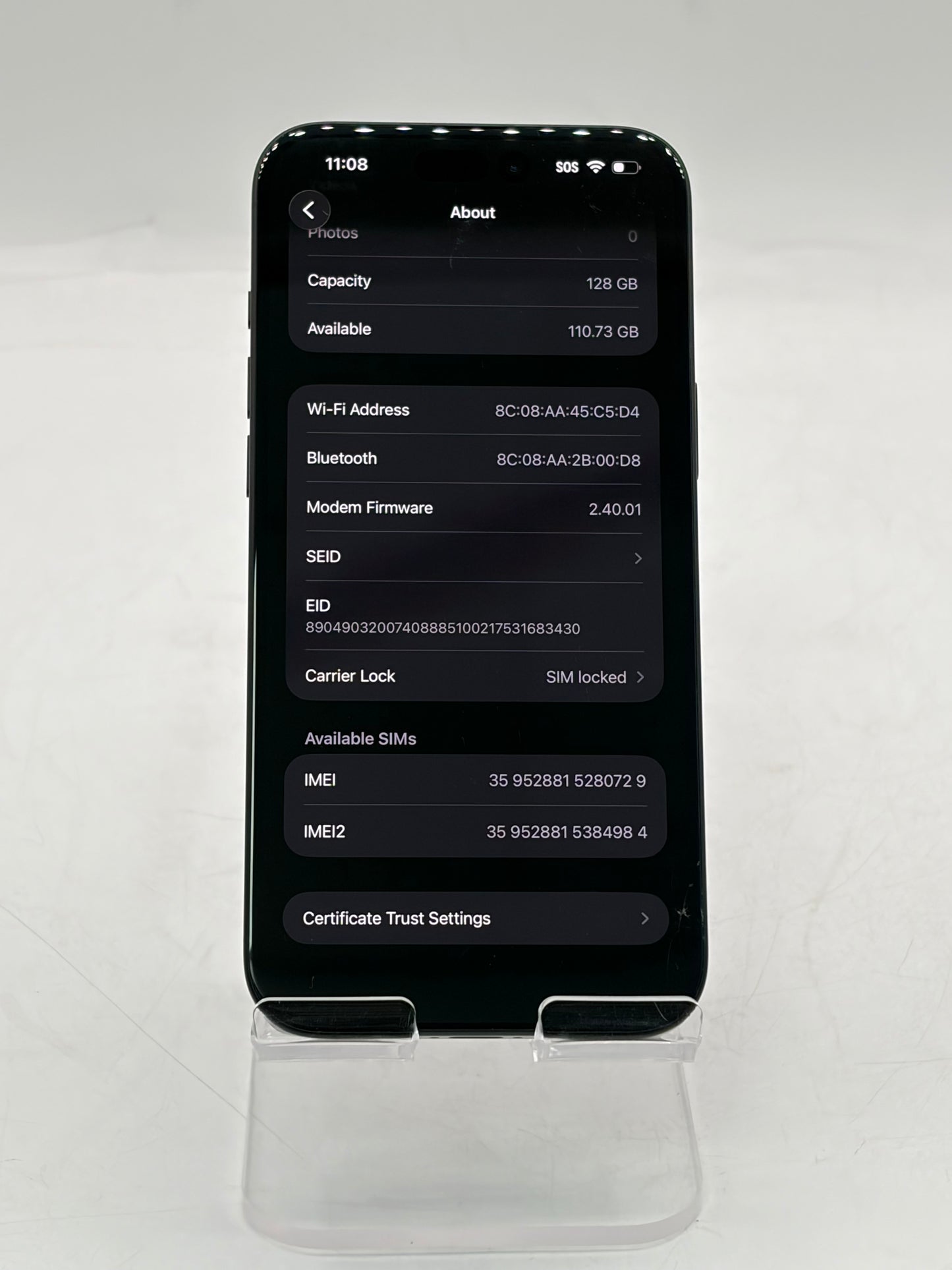 Spectrum Apple iPhone 16 Plus 128GB A3082 MXUT3LL/A Black 100% Battery Health