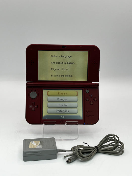 Nintendo 3DS XL Handheld SPR-001 Red Gaming Console W/ Charger!