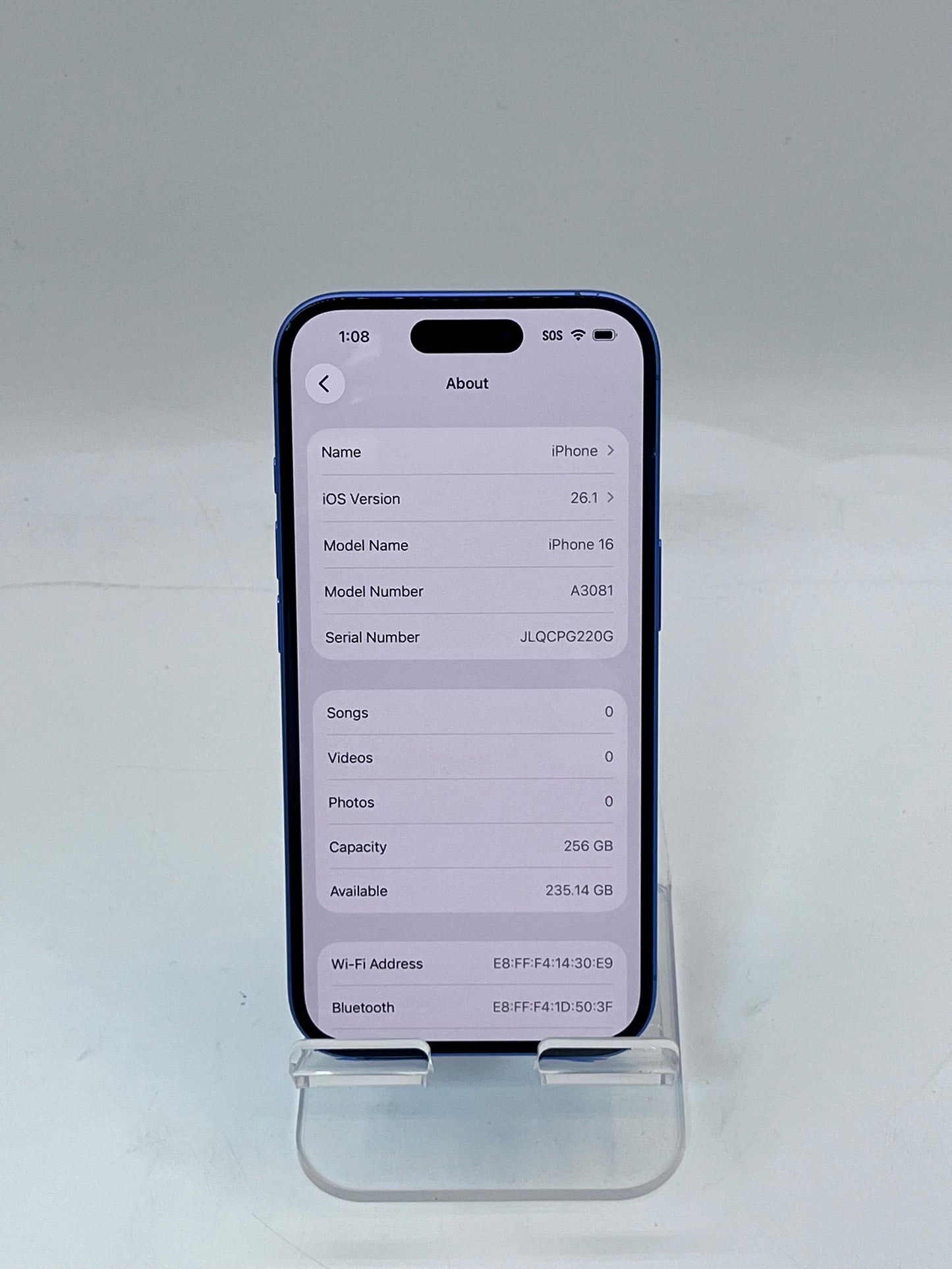 Unlocked Apple iPhone 16 6.1" A3081 MYD13LL/A 256GB - Blue