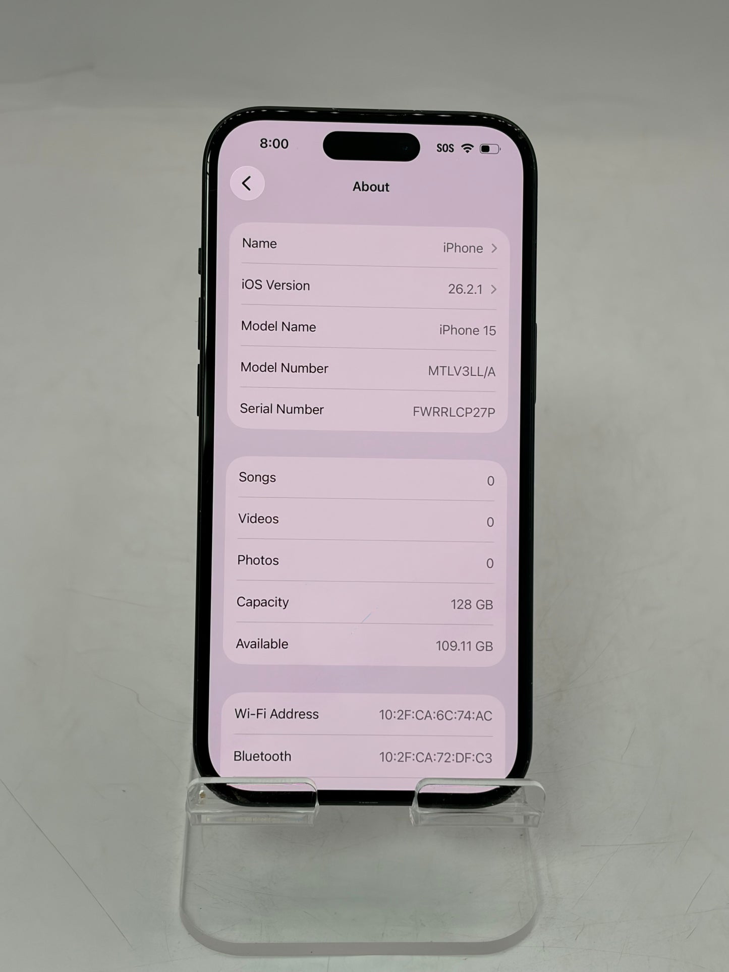 Unlocked Apple iPhone 15 128GB A2846 MTLV3LL/A - Black 88% BH