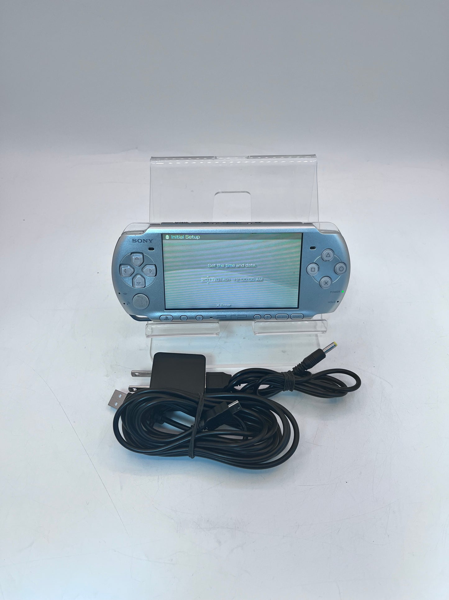 Sony PSP 3000 Silver Video Game System w/ Charger Tested Free Shipping