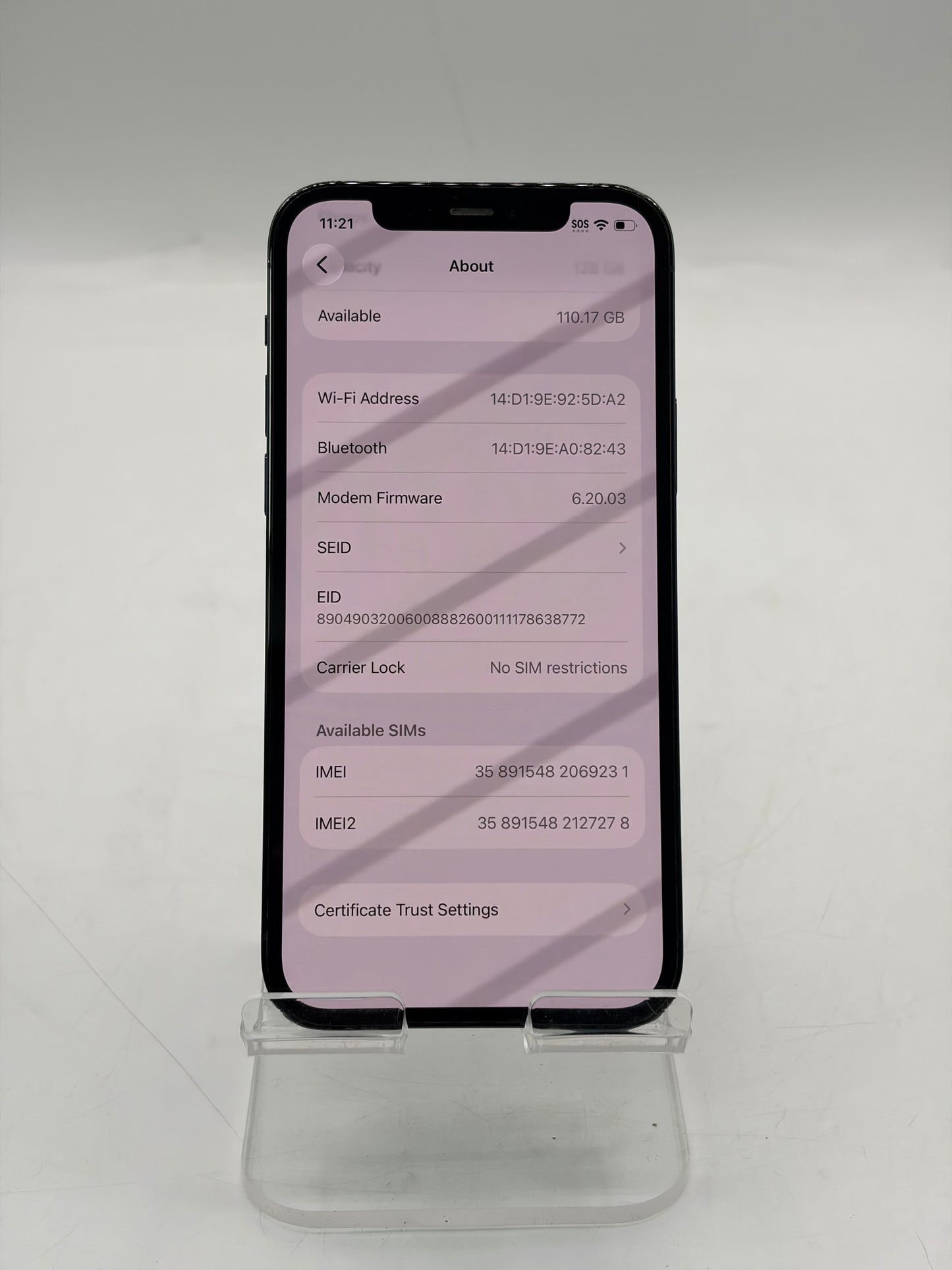 Unlocked Apple iPhone 12 Pro 128 GB A2341 MGKK3LL/A Pacific Blue 87% BH