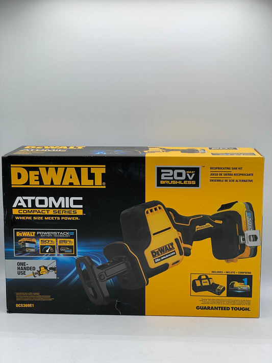 DEWALT DCS369E1 20V MAX ATOMIC BL 1-Handed Reciprocating Saw Kit (1.7 Ah) New