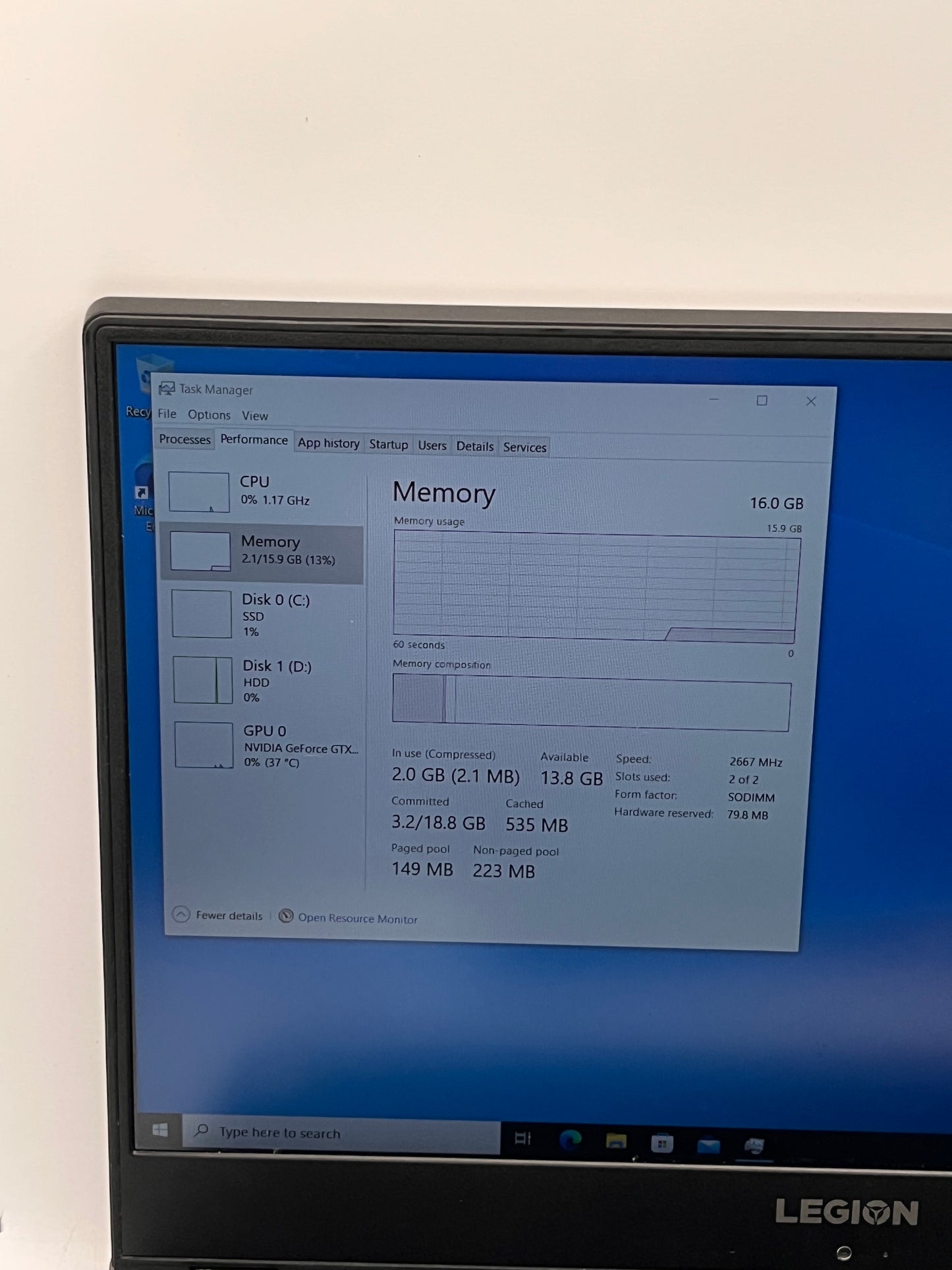 Lenovo Legion Y540-15IRH 15.6" i7 9th Gen 16GB RAM 256BSSD + 1TB HDD GTX 1660 Ti