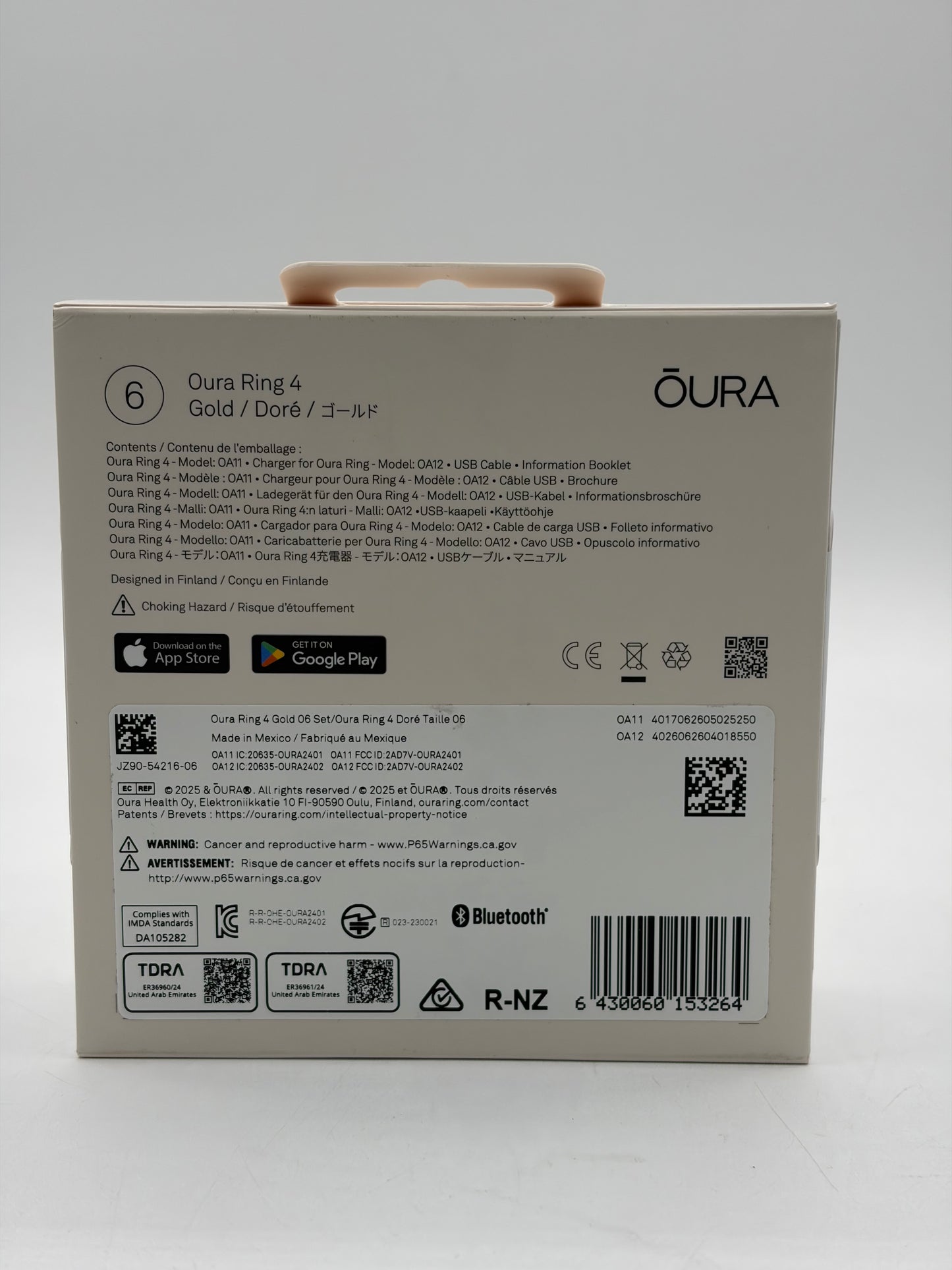 Oura Ring 4 Smart Activity Tracker - Size 6 - (JZ90-54216-06) - Gold