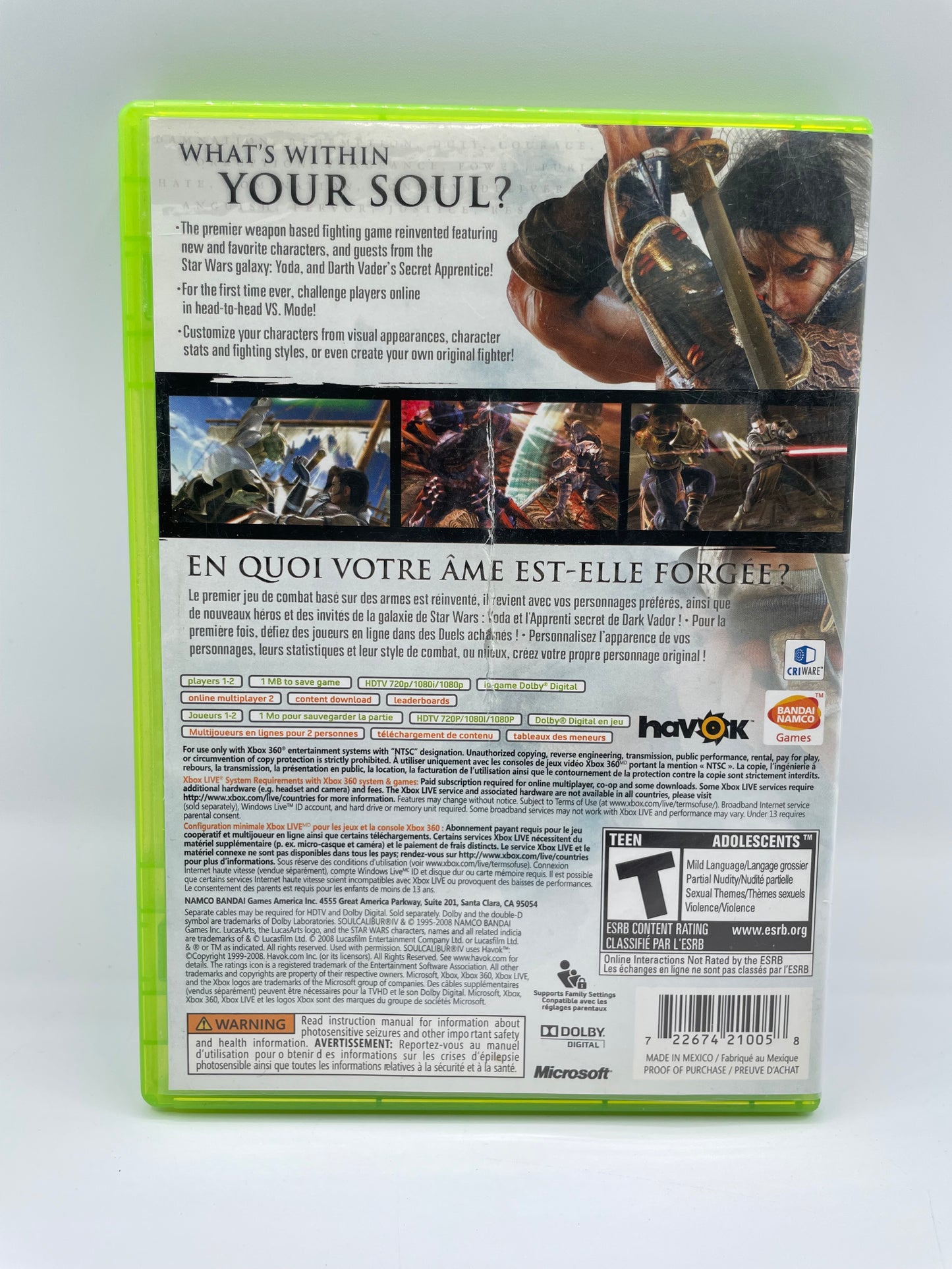 Xbox 360 Soul Calibur IV Game - Used with Original Box - Free Shipping