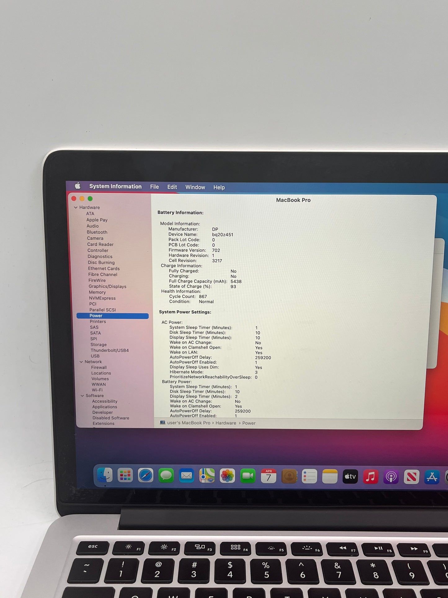 Apple MacBook Pro 13" A1502 2015 8GB 128GB Core i5 Silver