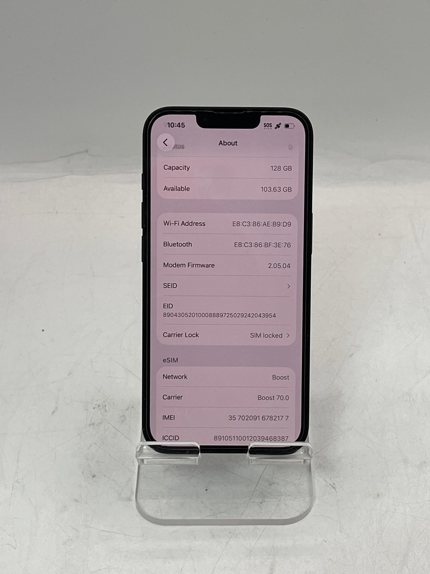 Boost Apple iPhone 16e MD0T4LL/A A3212 128GB Black 100% BATT