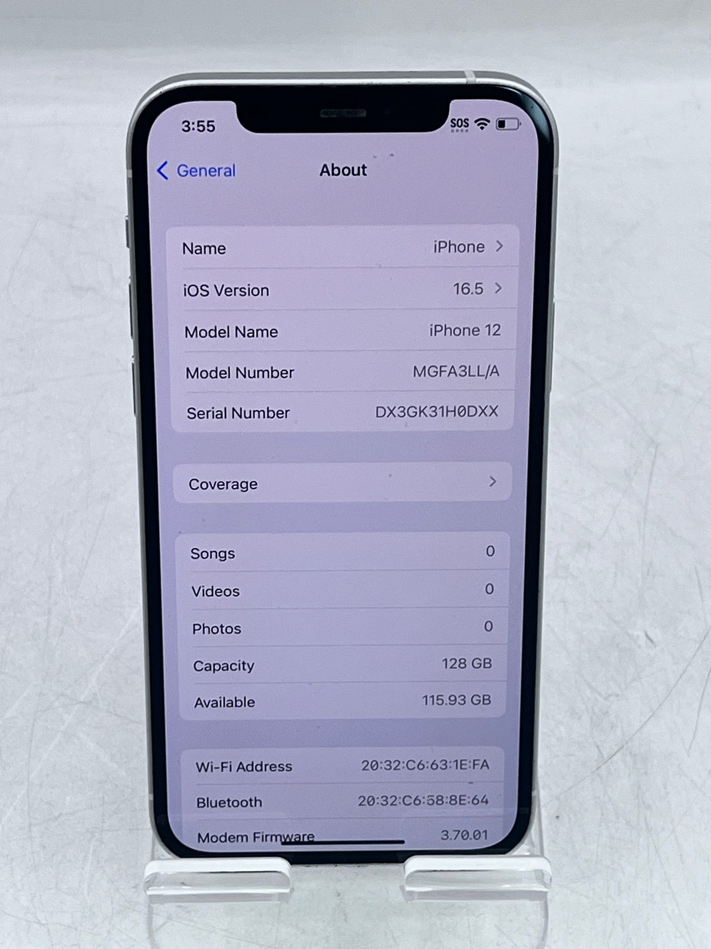 Unlocked Apple iPhone 12 A2172 MGFA3LL/A 128GB - White READ