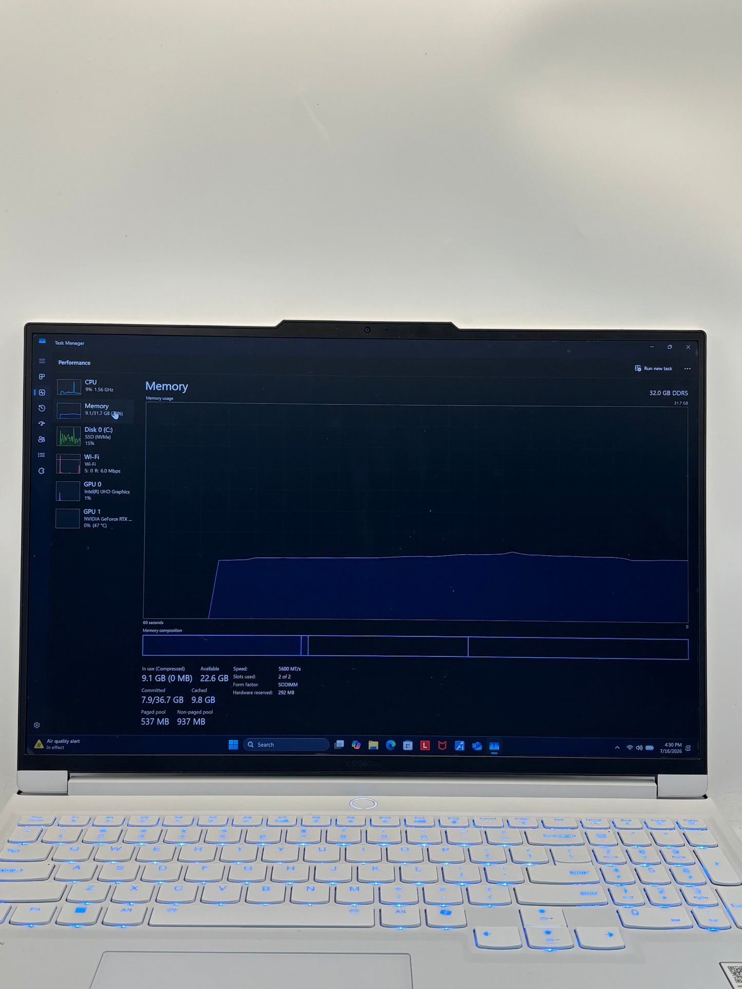 Lenovo Legion 7i 16” Core i9-14900HX, 32GB, 1TB SSD, RTX 4070, White Excellent Condition