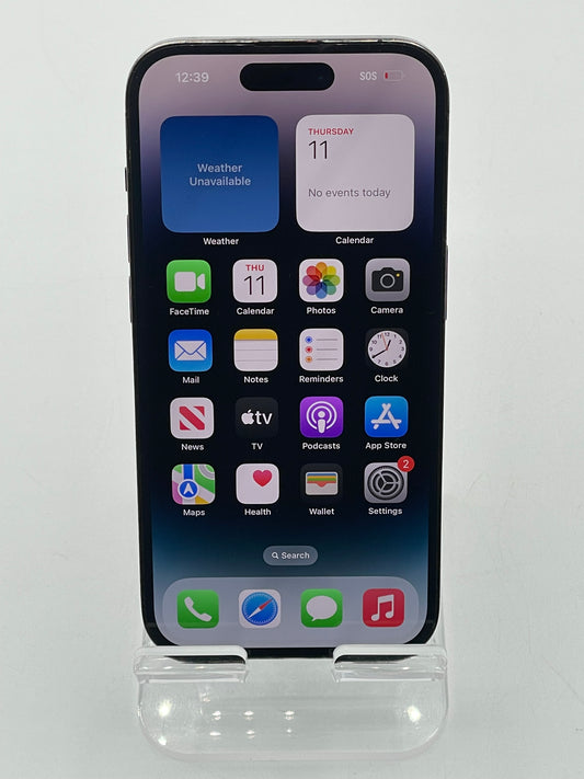 Unlocked Apple iPhone 14 Pro 256GB Black A2650 MQ0N3LL/A Cracked 100% Battery