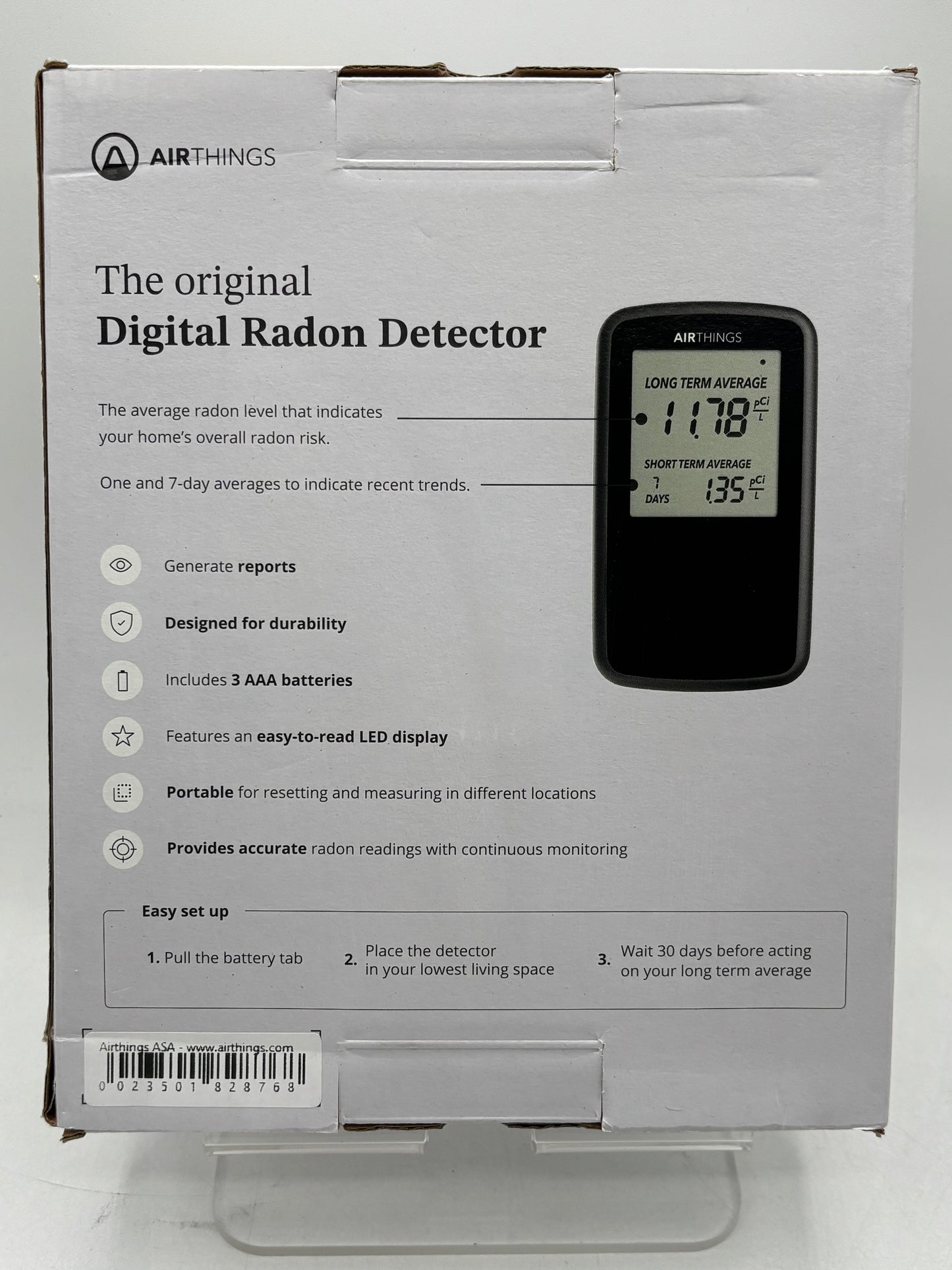 Airthings 2350 Battery Operated Digital Radon Detector New Black Free Shipping