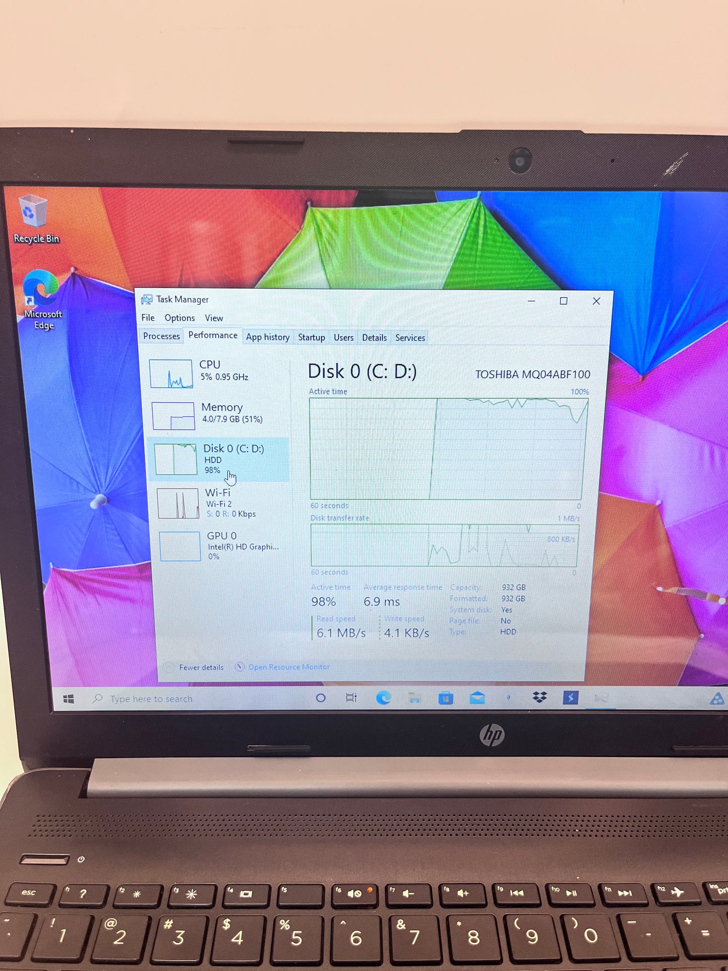 HP 15-da0079nr 15" Core i7-7500U Intel Graphics 620 8GB 1TB - Gray