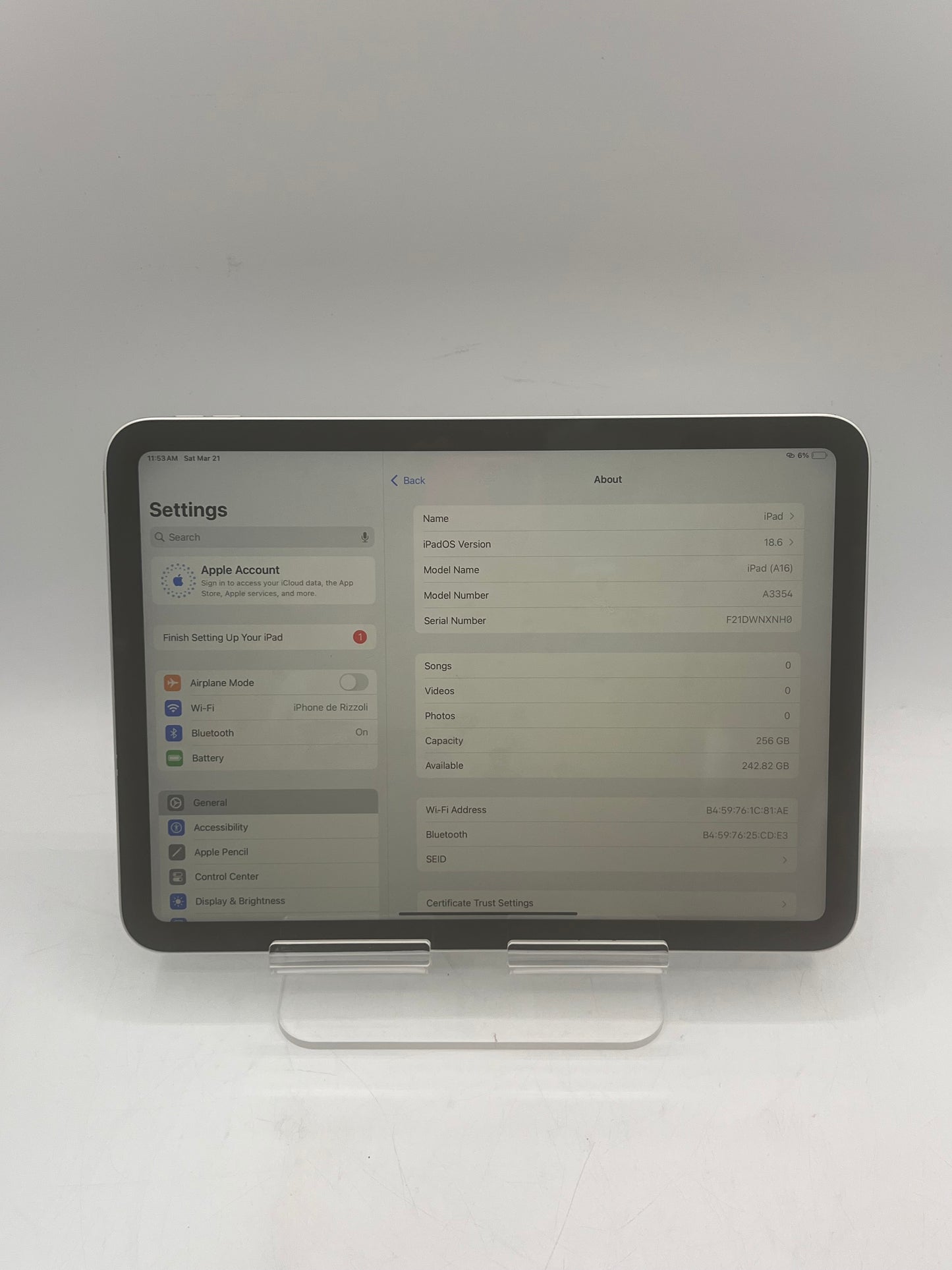 WiFi Only Apple iPad 11" (A16) 256GB Silver MD4G4LL/A Free Shipping