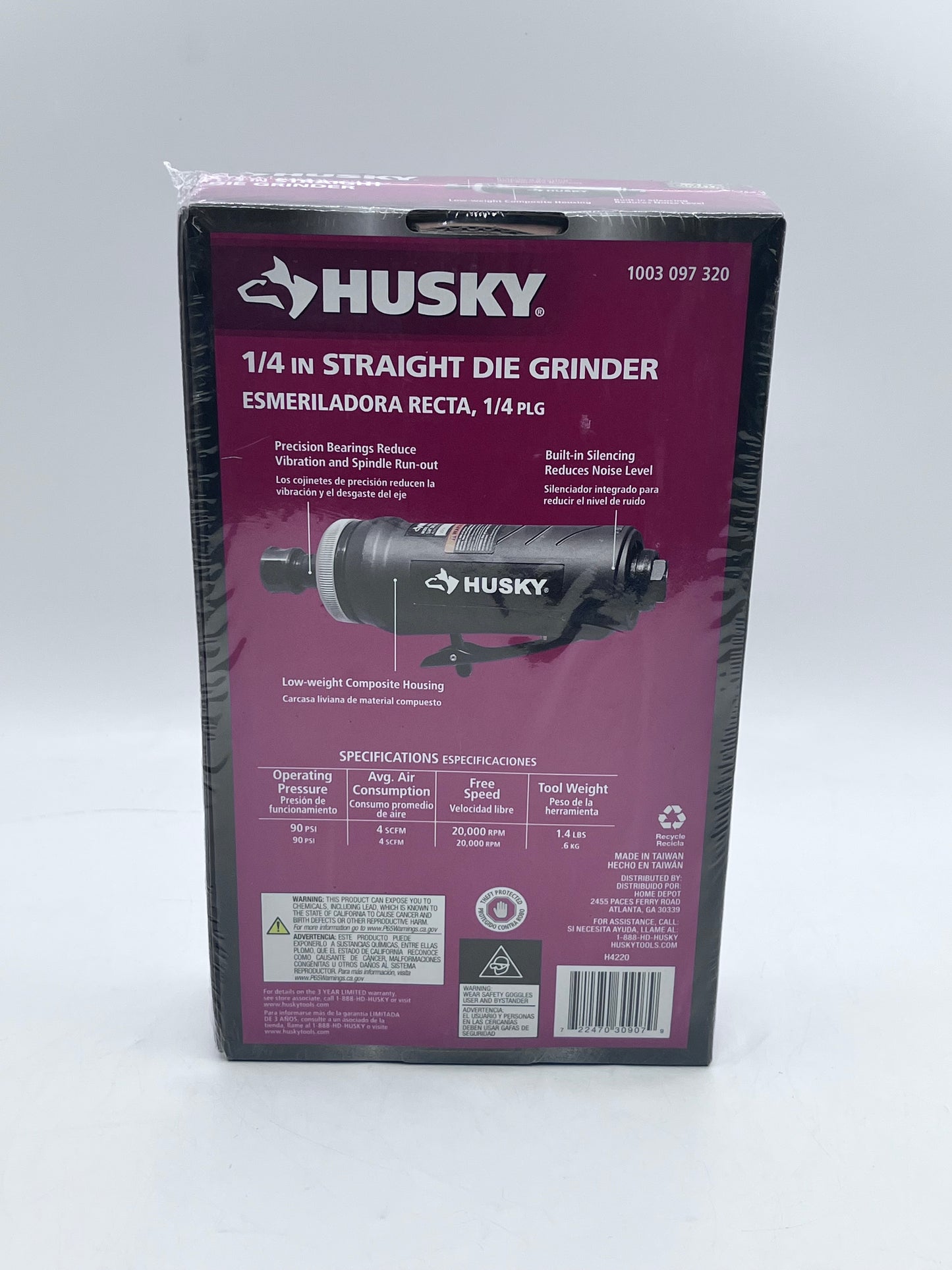 Husky 1003 097 320 1/4 Inch Straight Die Grinder