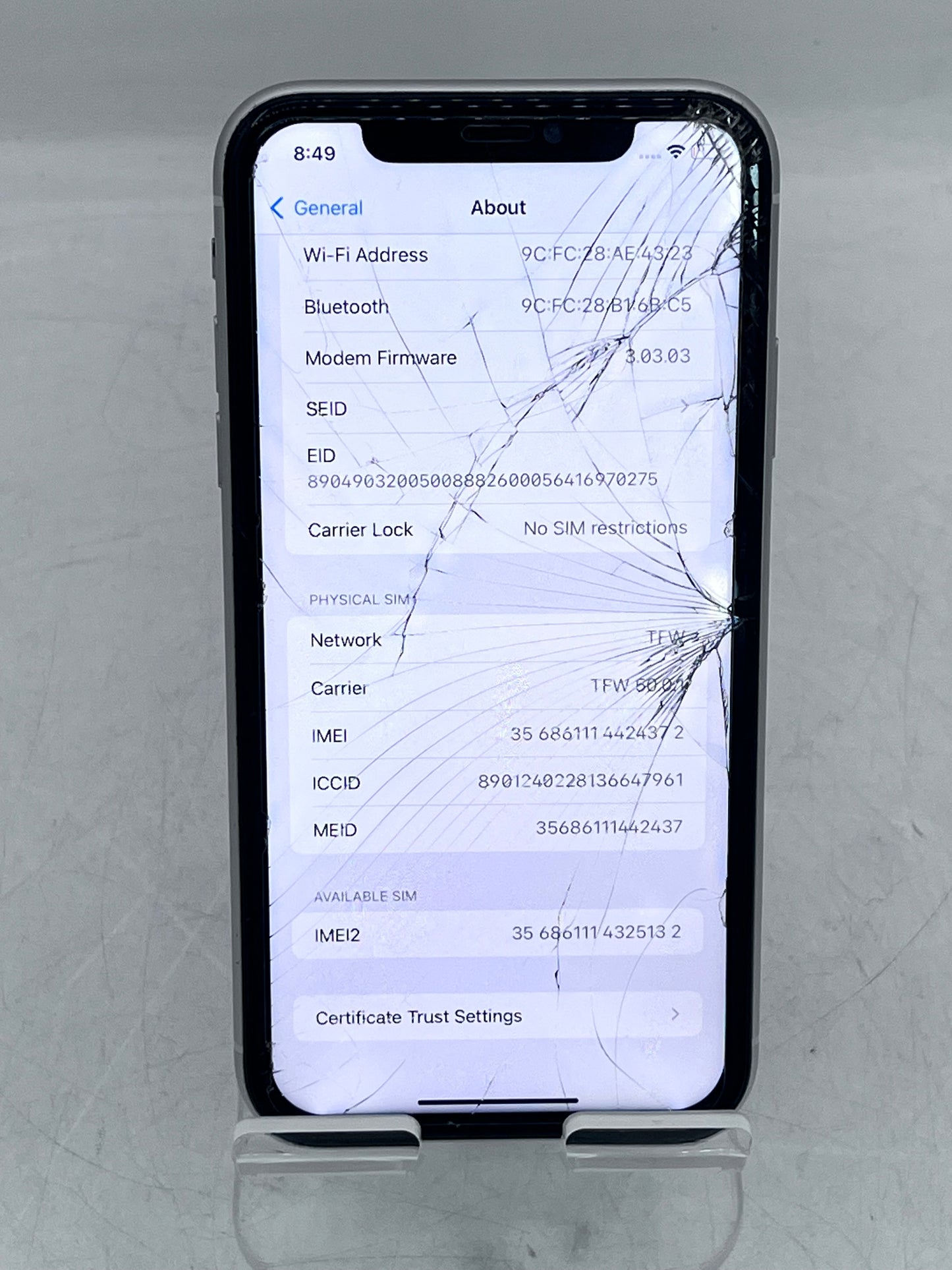 Unlocked Apple iPhone 11 MHCQ3LL/A A2111 64GB - White READ