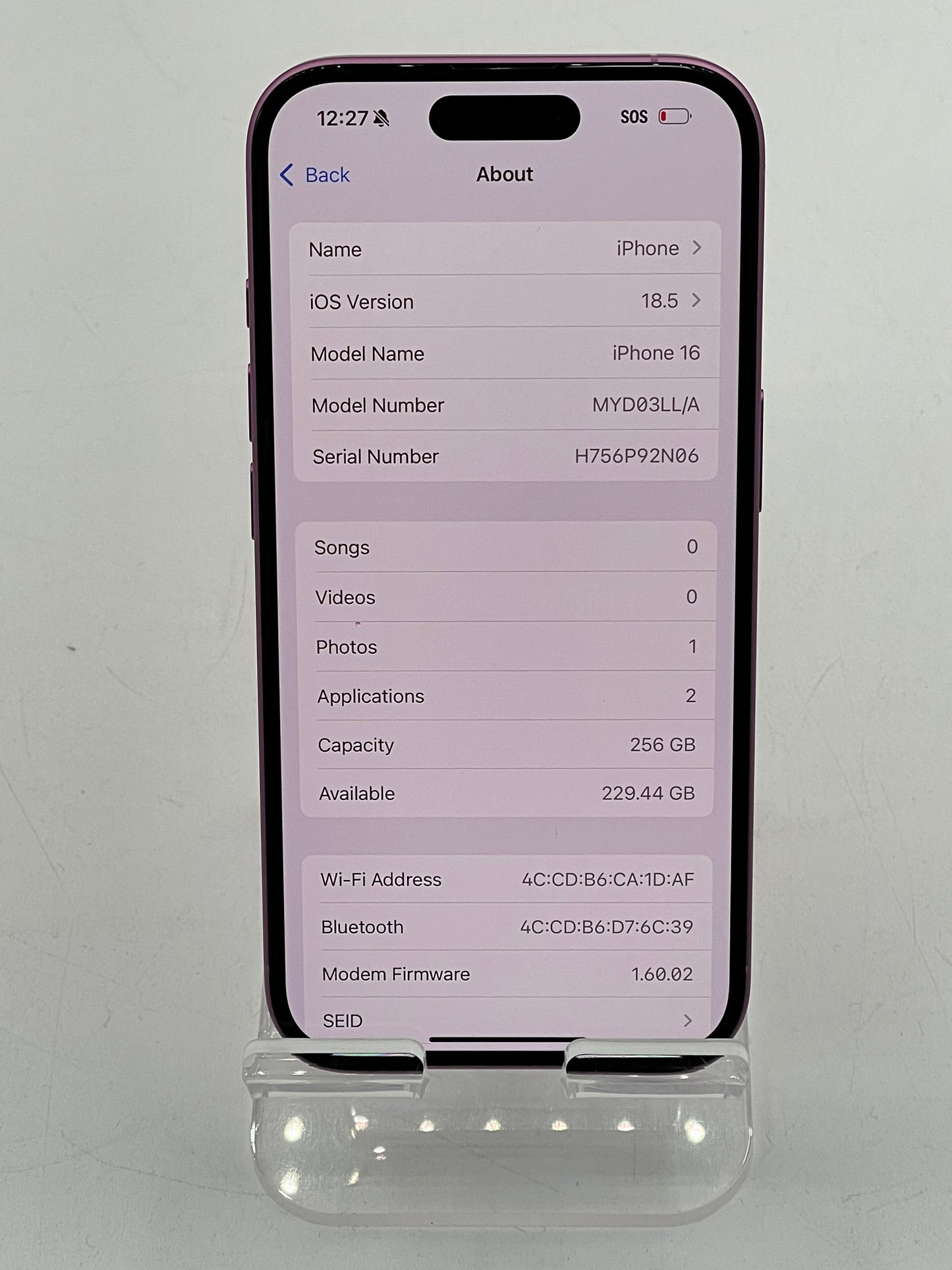 Verizon Only Apple iPhone 16 6.1" MYD03LL/A A3081 256GB - Pink 100% Battery