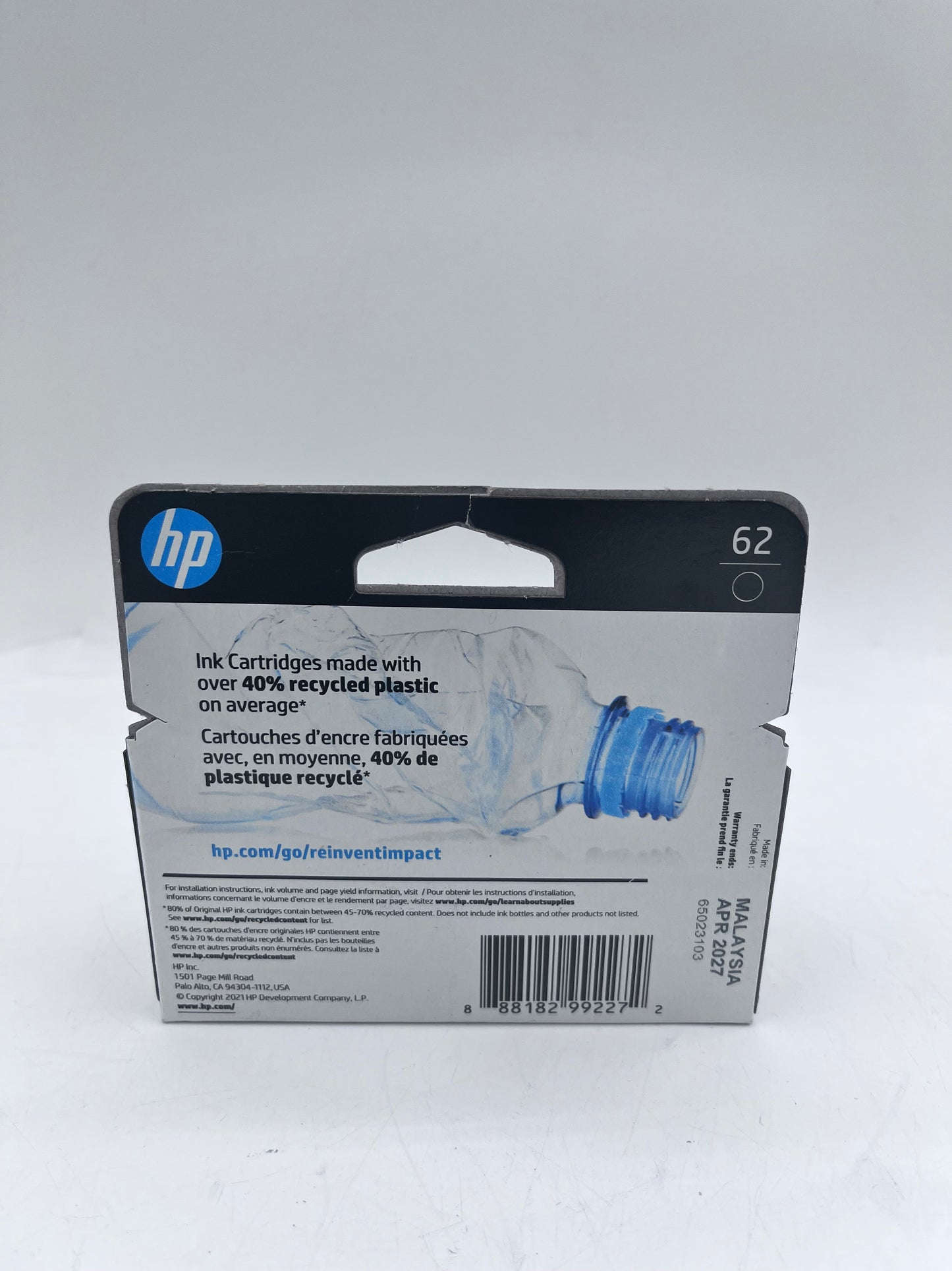 Original Genuine HP 62 Black Printer Ink Cartridge - New In Box OEM