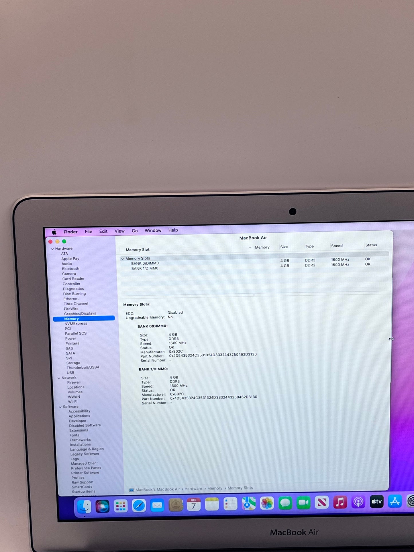 2017 Apple MacBook Air 13" Core i7 8GB 256GB A1466- Silver no w/ Box
