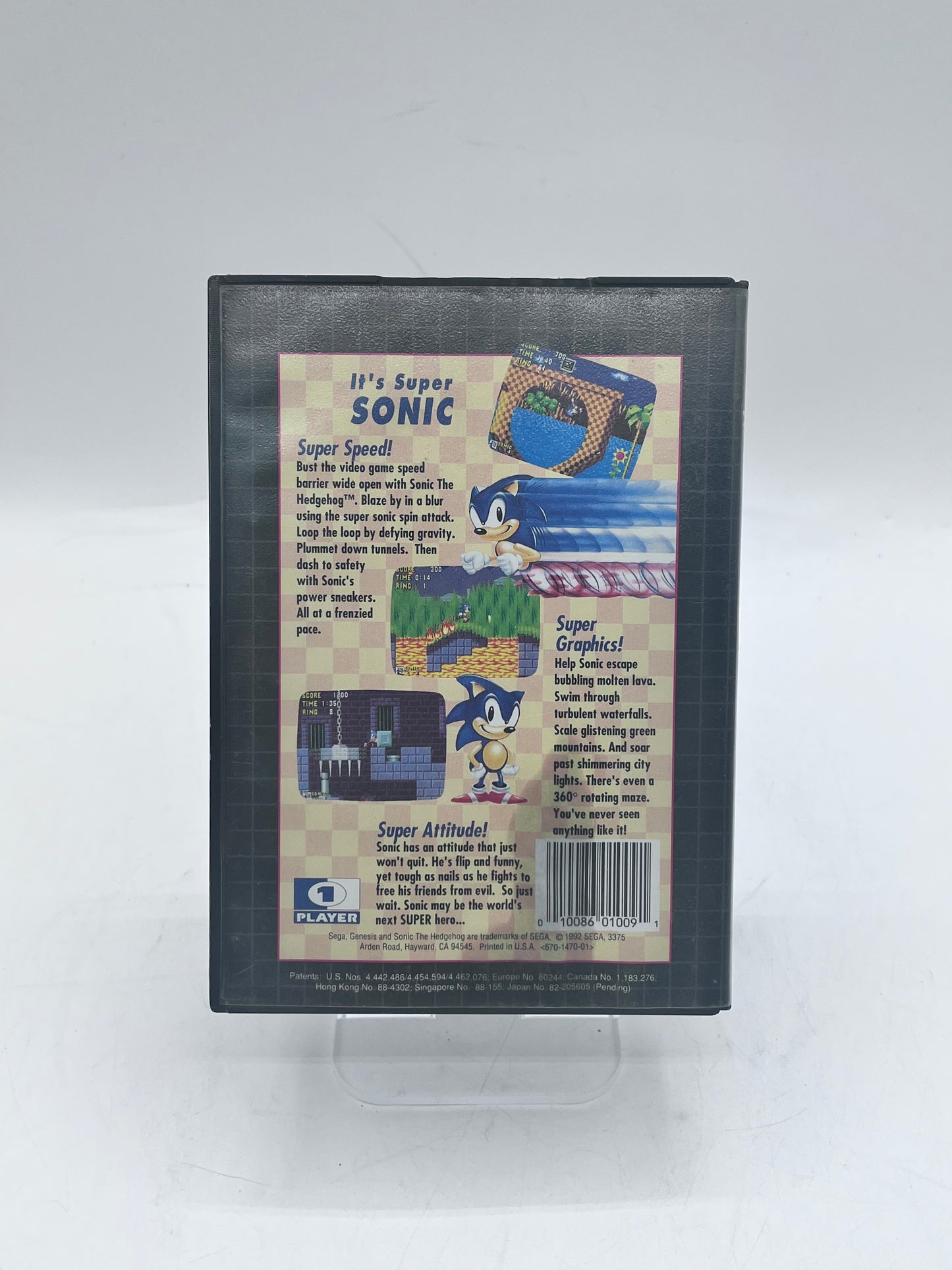 Sega Genesis Sonic the Hedgehog Black Video Game Free Shipping!
