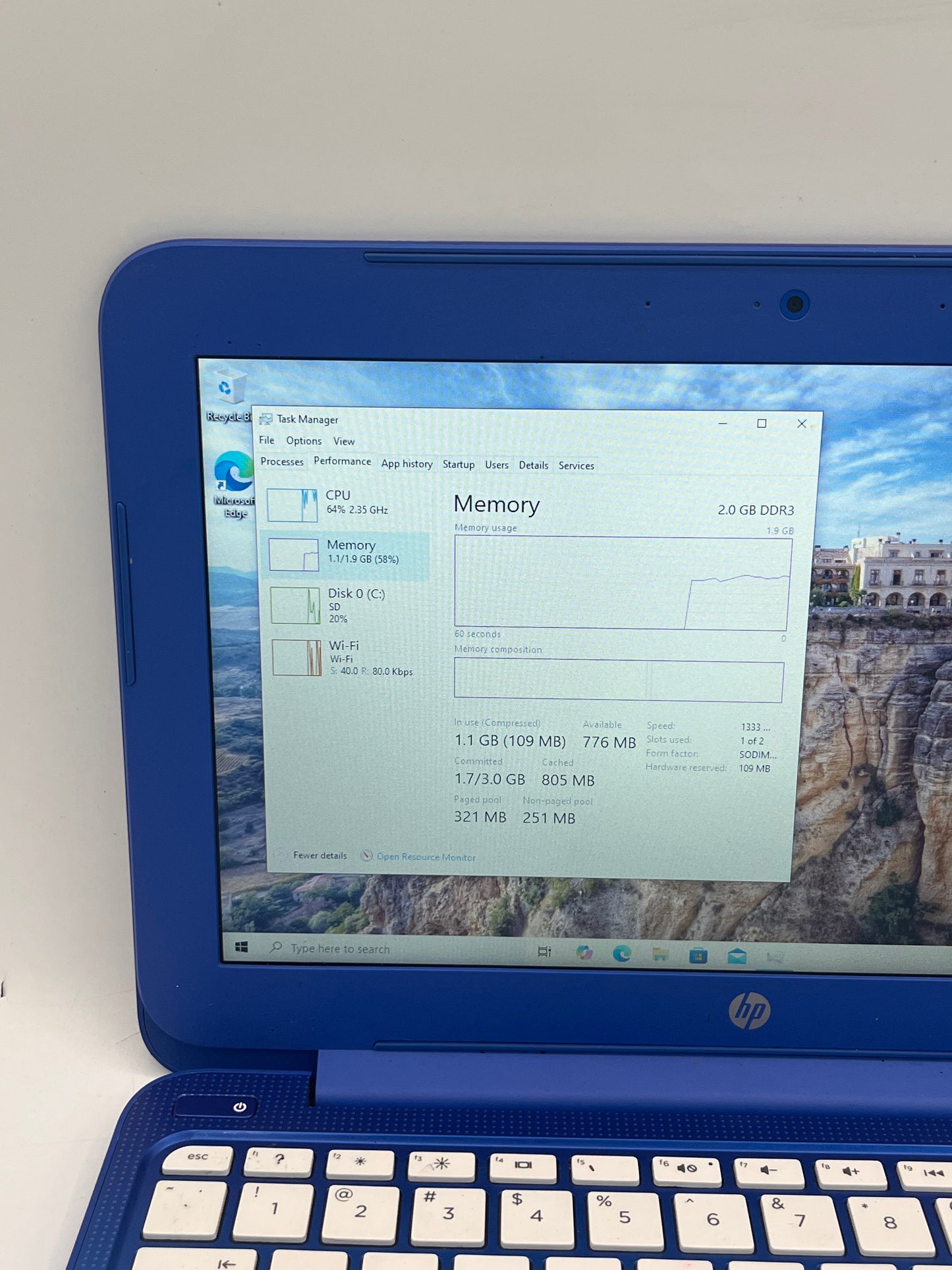 HP Stream 11-D010WM 11" Celeron N2840 2.1GHz 2GB 32GB - Blue READ