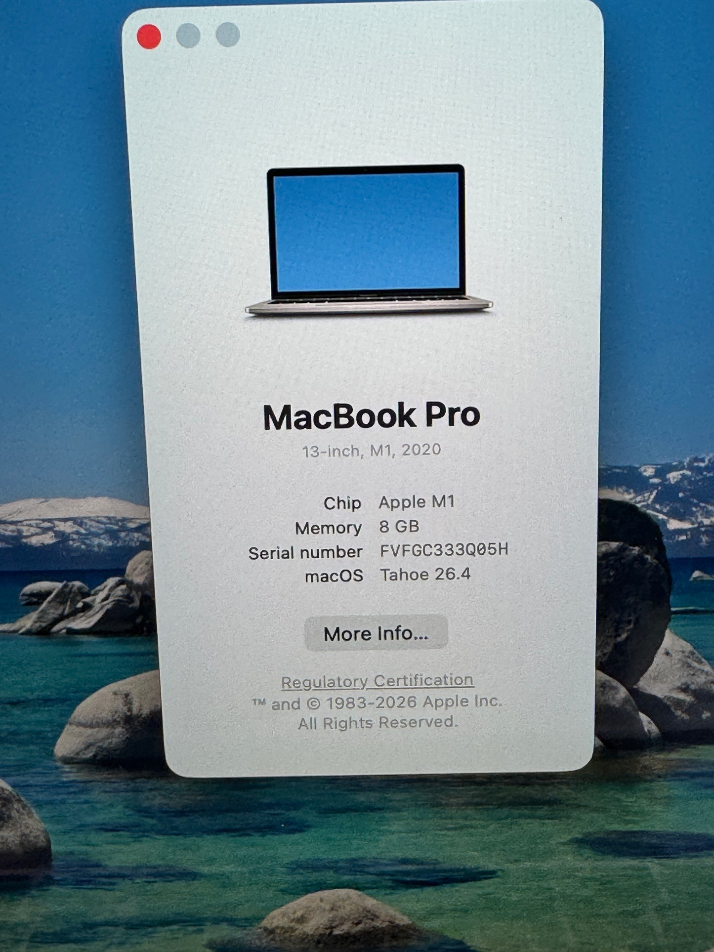 2020 Apple MacBook Pro 13.3" M1 8C GPU 3.2GHz 8GB RAM 512GB SSD A2338
