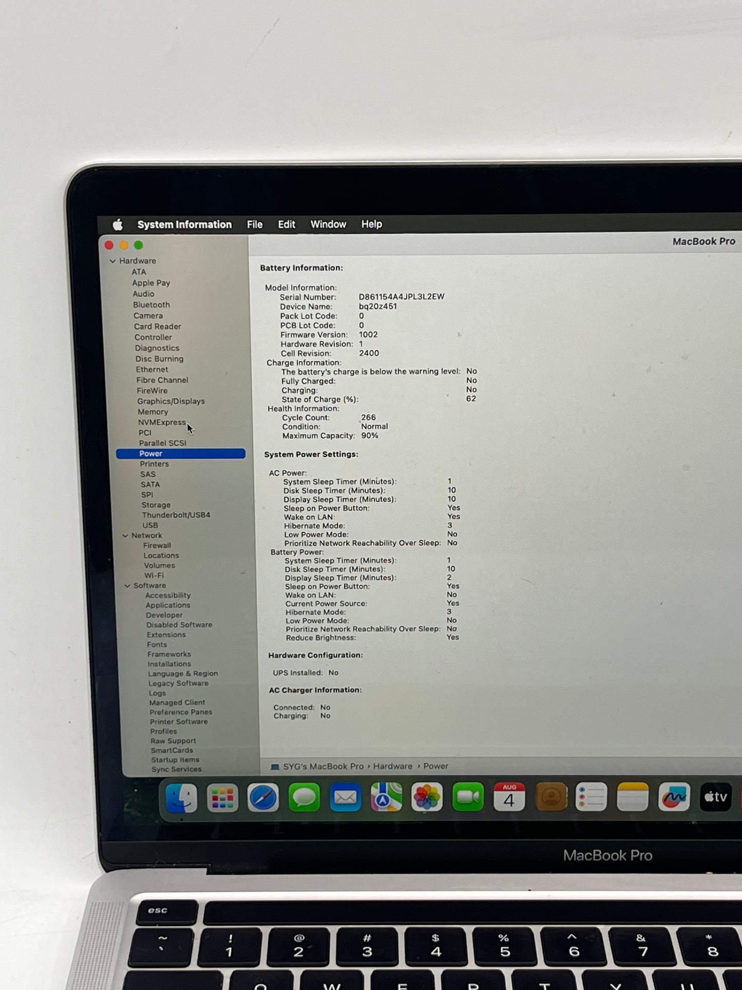2020 Apple MacBook Pro 13" M1 8C GPU 3.2GHz 8GB RAM 256GB SSD A2338 Silver