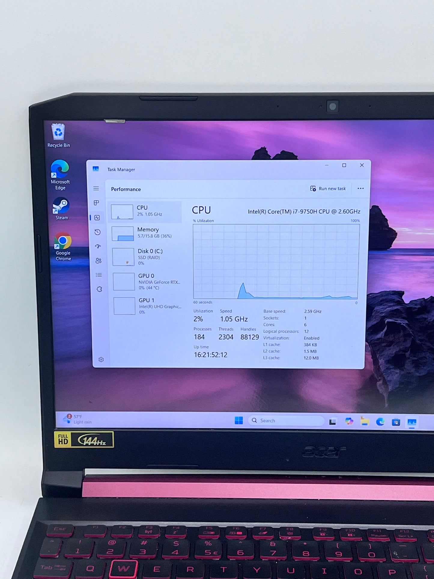 Acer Nitro 5 Gaming Laptop, 9th Gen Intel Core i7-9750H, 16GB 1TB NVIDIA GeForce RTX 2060