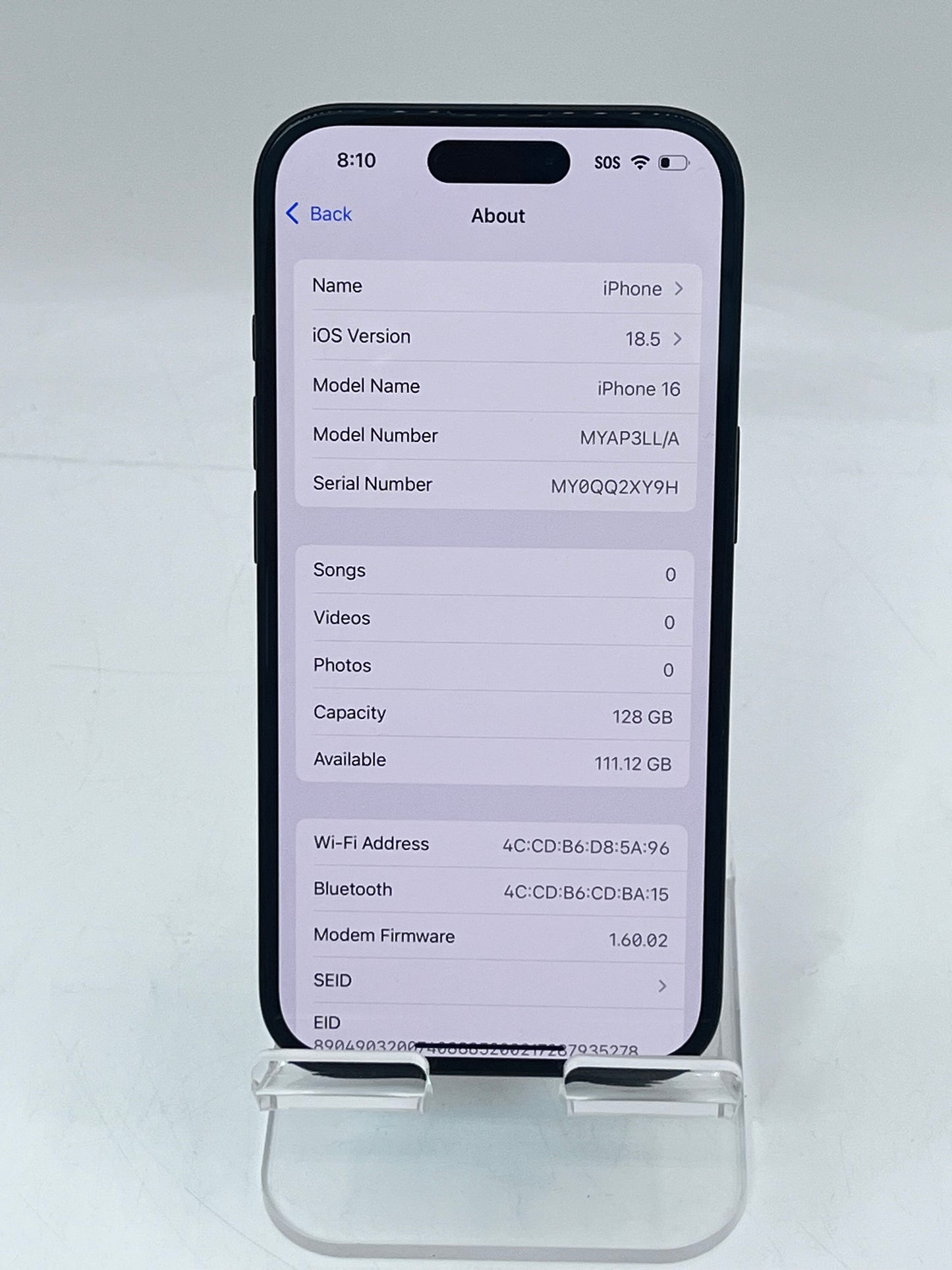 T-Mobile Only Apple iPhone 16 6.1" A3081 MYAP3LL/A 6GB 128GB 100% Battery Black