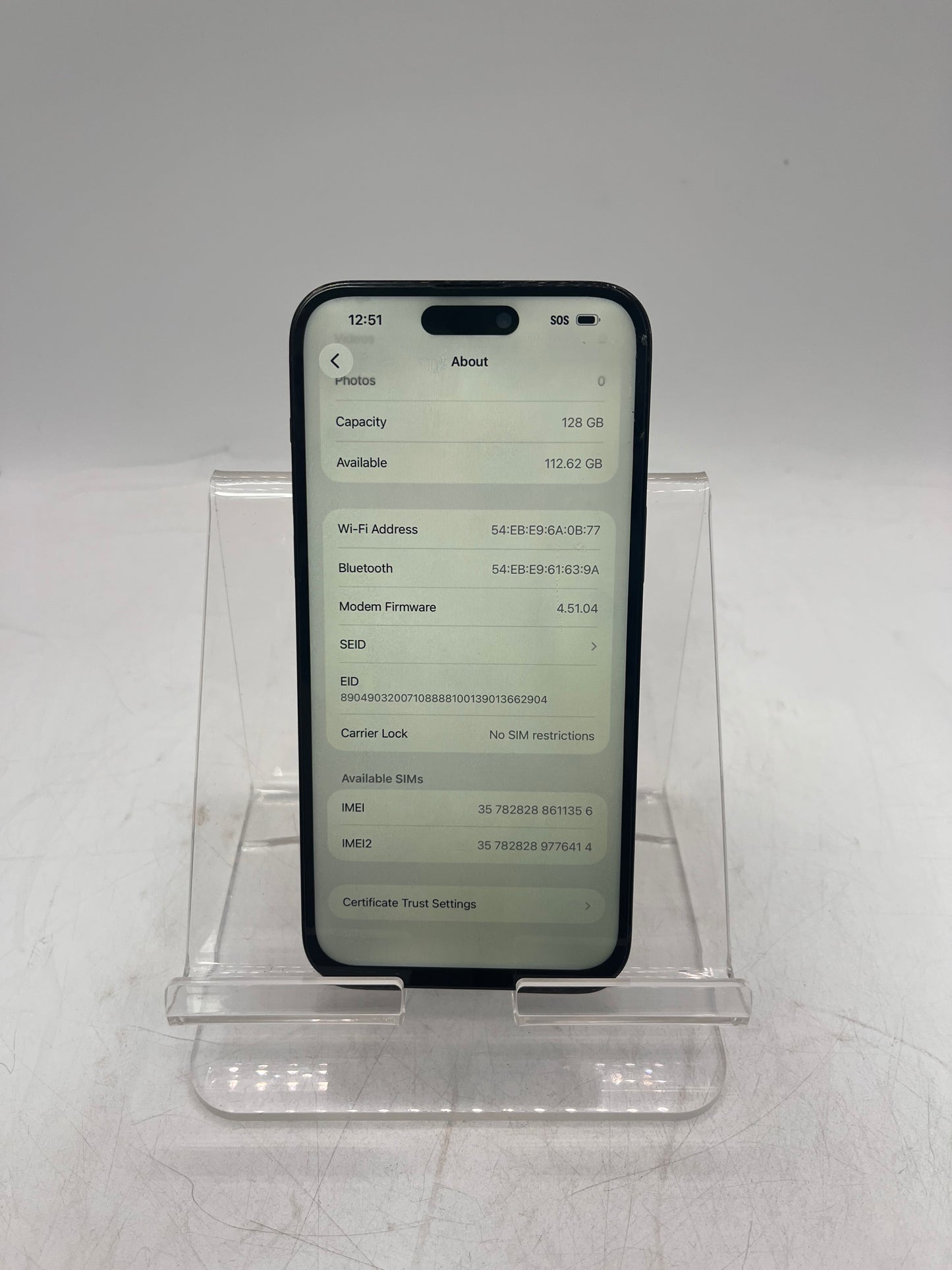 Unlocked Apple iPhone 14 Pro Max MQ8N3LL/A A2651 128GB 88% Battery Health Cracked