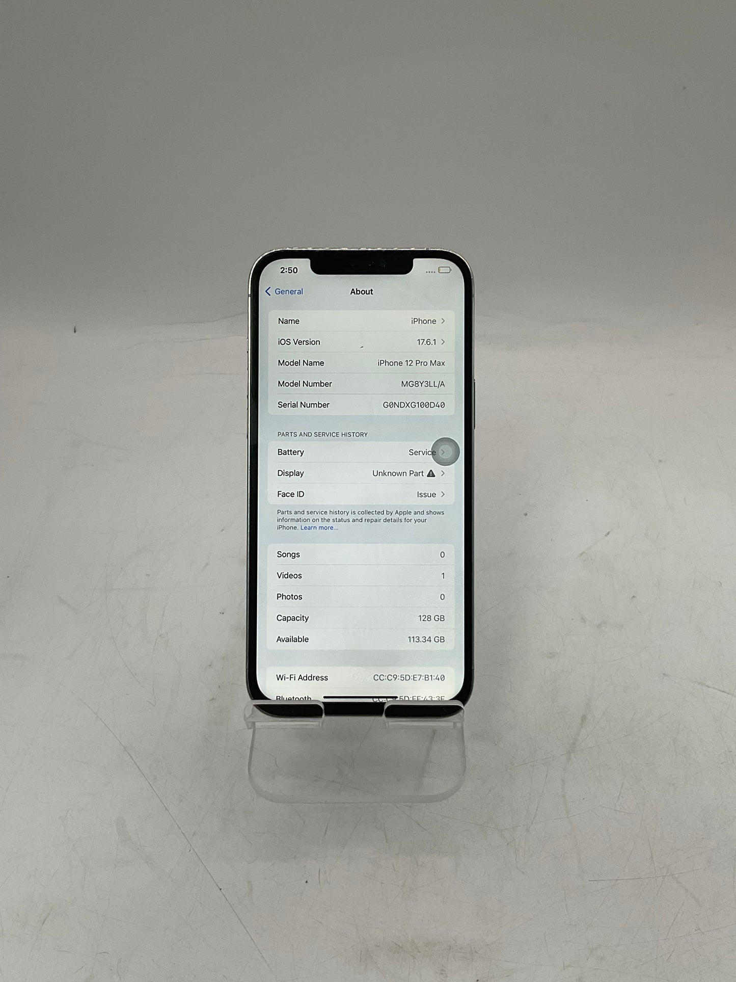 T-Mobile Apple iPhone 12 Pro Max MG8Y3LL/A A2342 128GB White READ