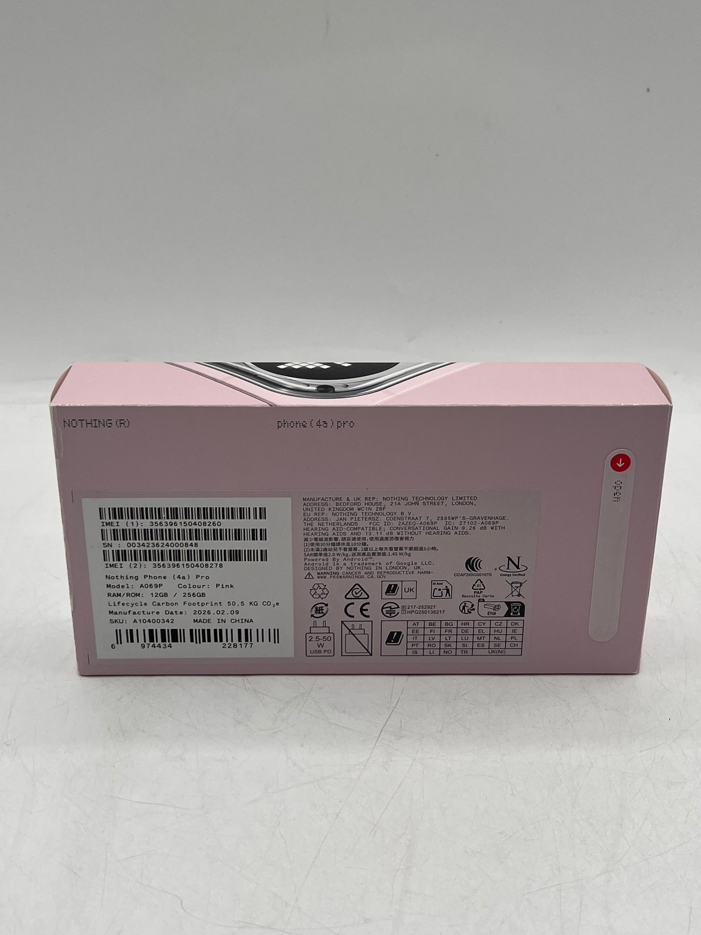 Unlocked Nothing 4A A069P  PRO Cell Phone 12GB 256GB Pink