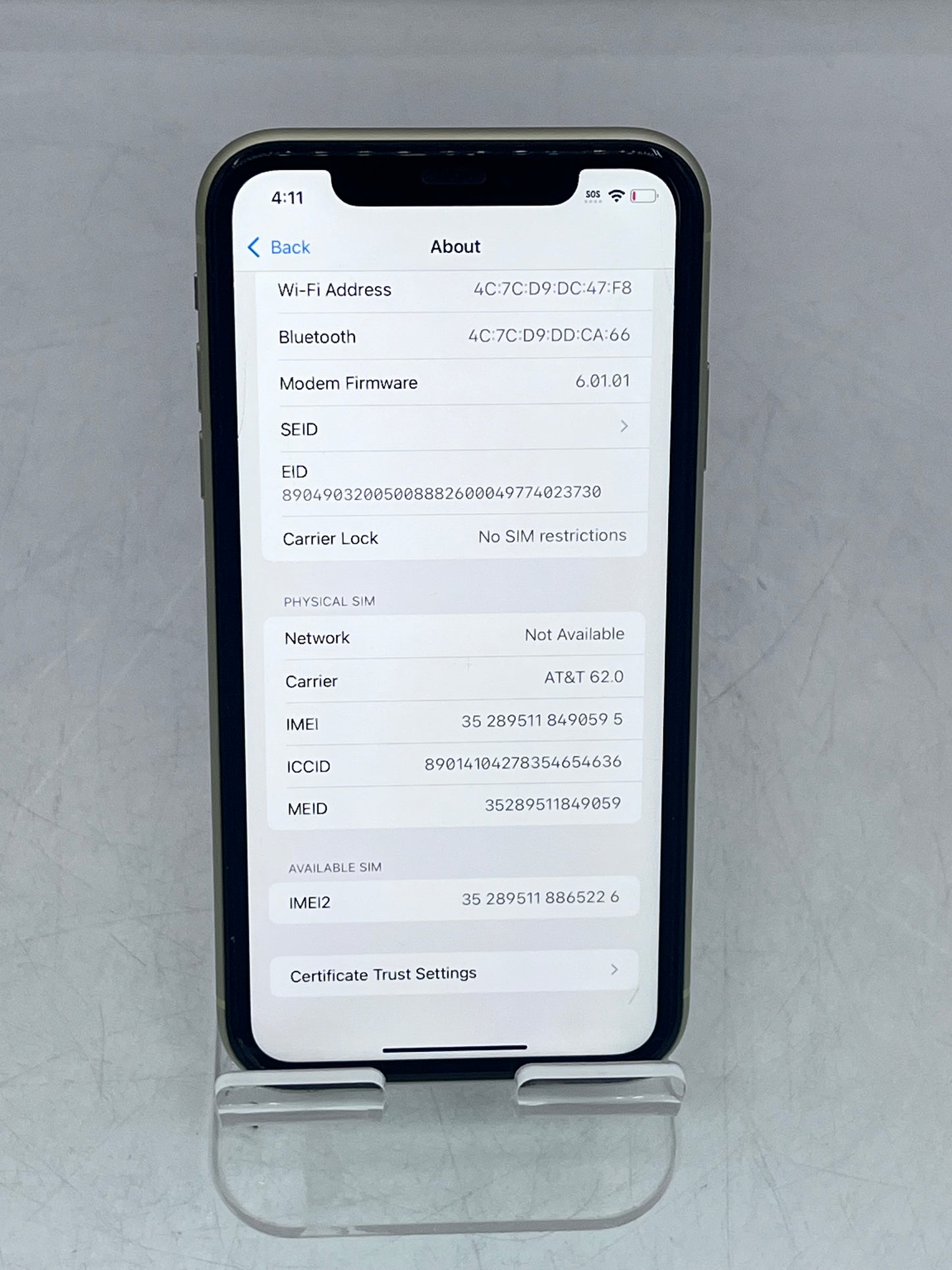 Unlocked Apple iPhone 11 64GB A2111 MWHW2LL/A - Yellow READ