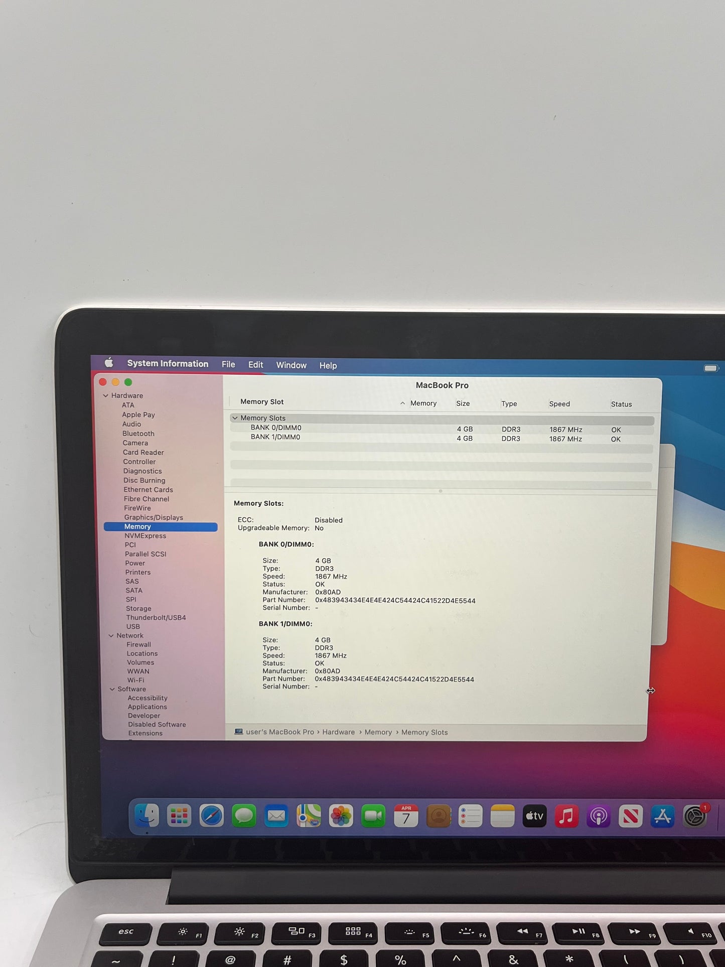 Apple MacBook Pro 13" A1502 2015 8GB 128GB Core i5 Silver