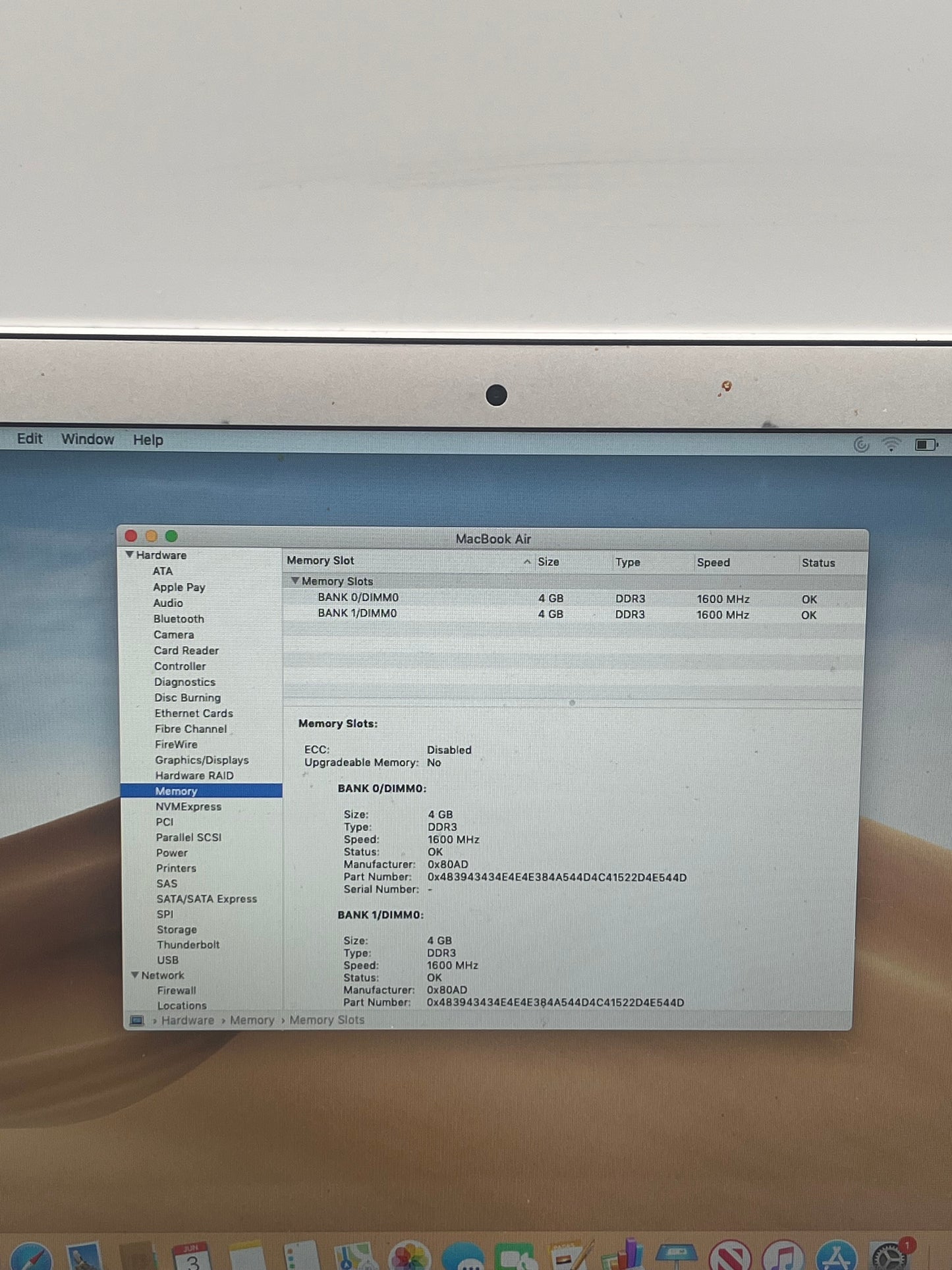 2013 Apple MacBook Air 11" i5 1.3GHz 8GB RAM 256GB SSD Silver A1465 Free Shipping