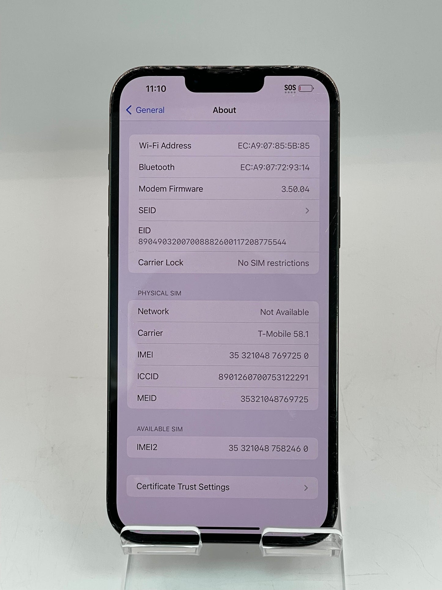 Apple iPhone 13 Pro Max 128GB Unlocked - Green - Cracked Back 87% Battery