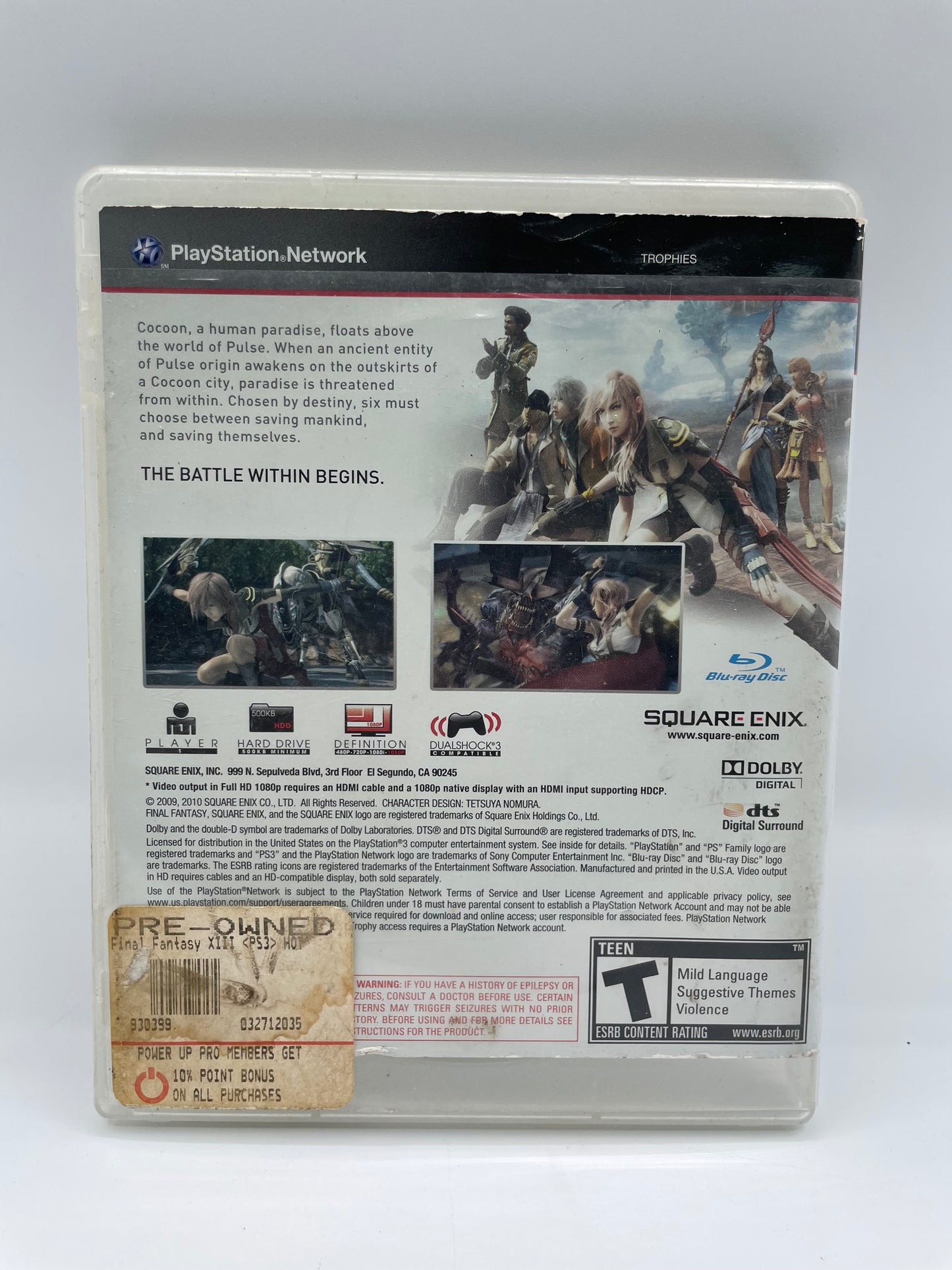 PlayStation 3 Final Fantasy XIII - Used with Box  Game Tested