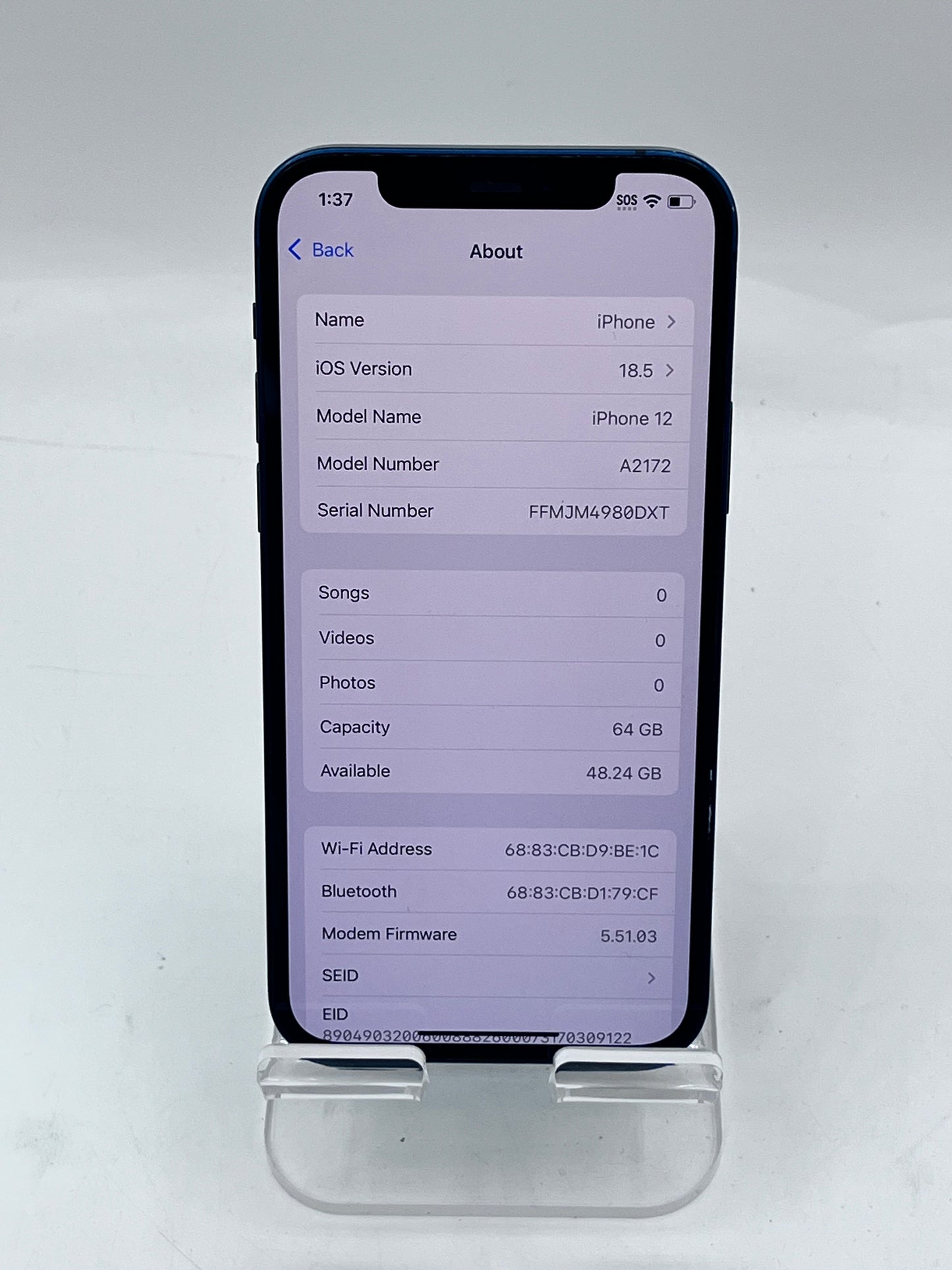 Unlocked Apple iPhone 12 MGH93LL/A A2172 6.1' 64GB - Blue
