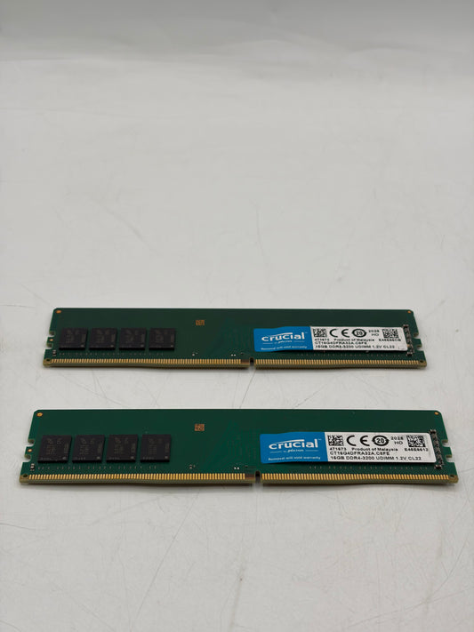 Crucial 32GB (2x16GB) DDR4-3200 UDIMM 1.2V CL22 Memory Kit CT16G4DFRA32A