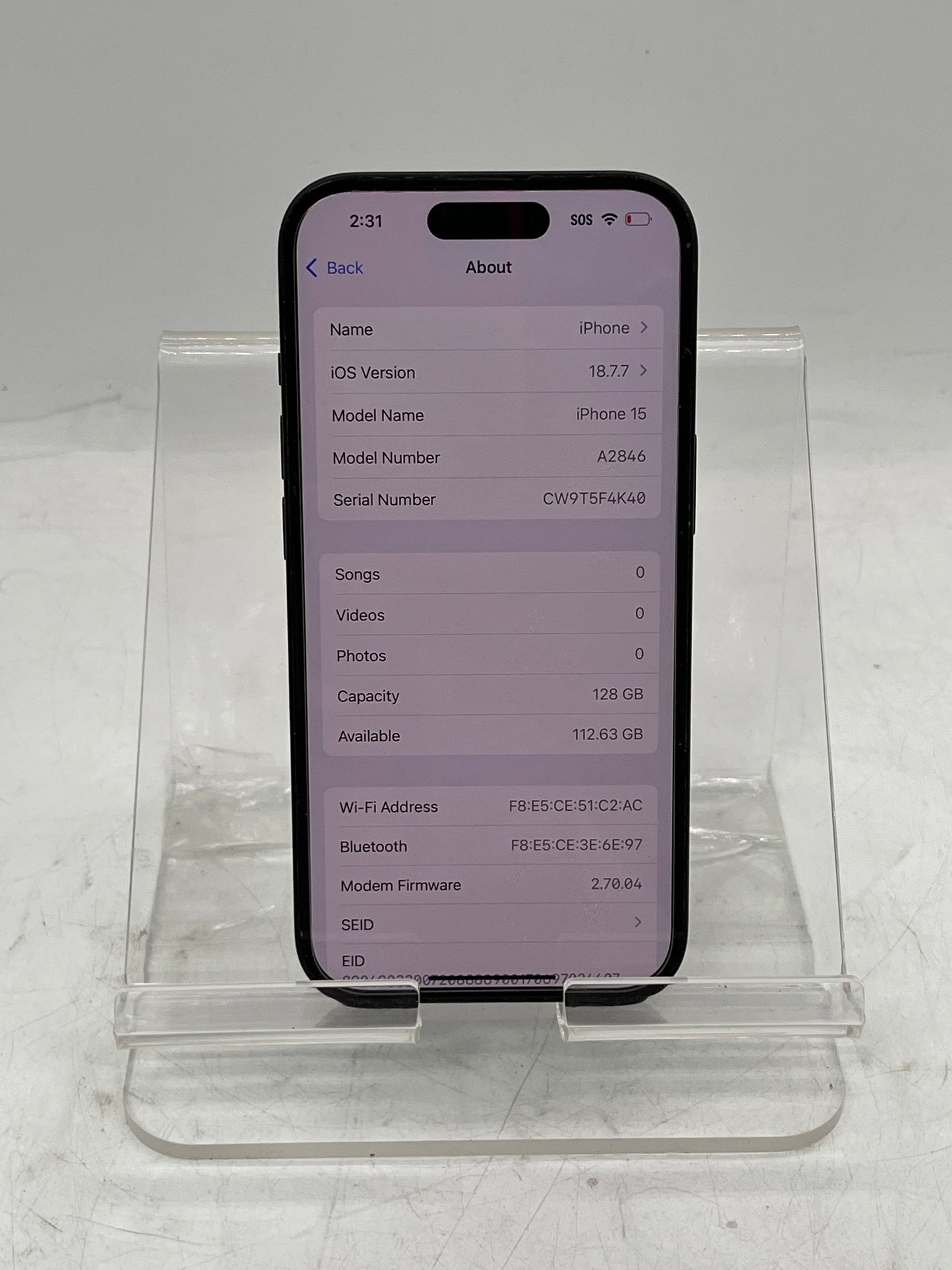 T-Mobile Apple iPhone 15 MTLV3LL/A A2846 128GB Smart Phone - Black