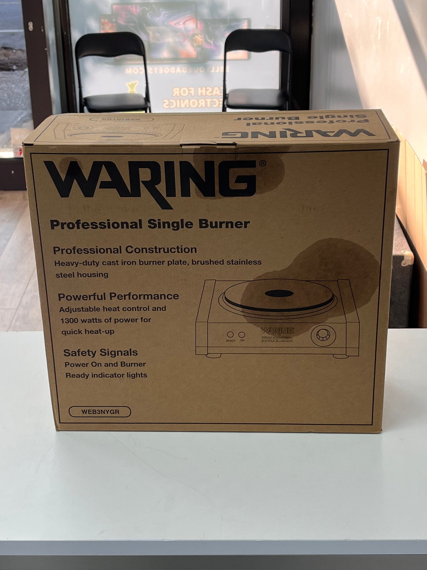 Waring Commercial Cast Iron Burner WEB3NYGR Professional Heavy Duty Restaurant Accessory Silver