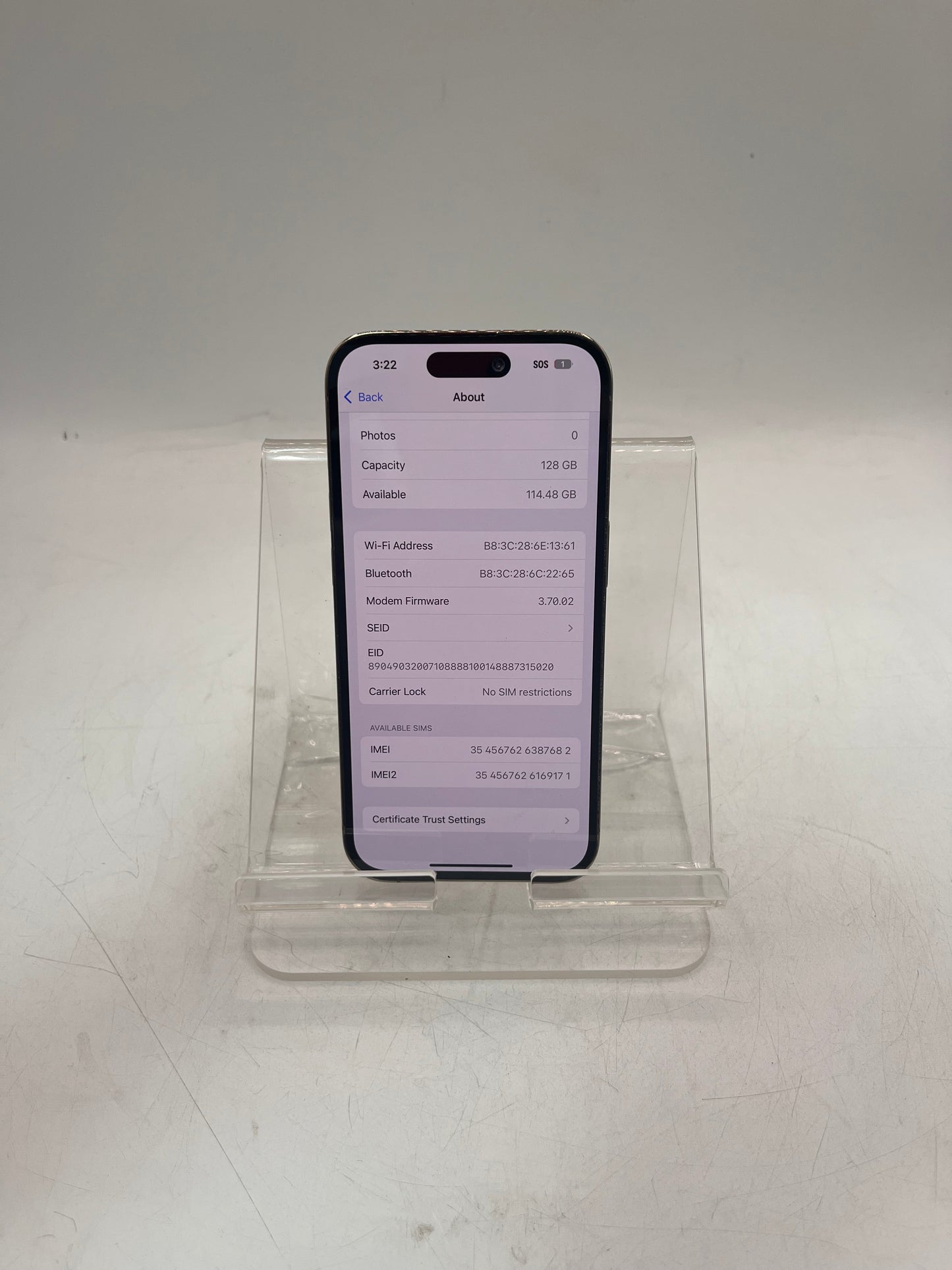 Unlocked Apple iPhone 14 Pro MQ063LL/A A2650 128GB Gold