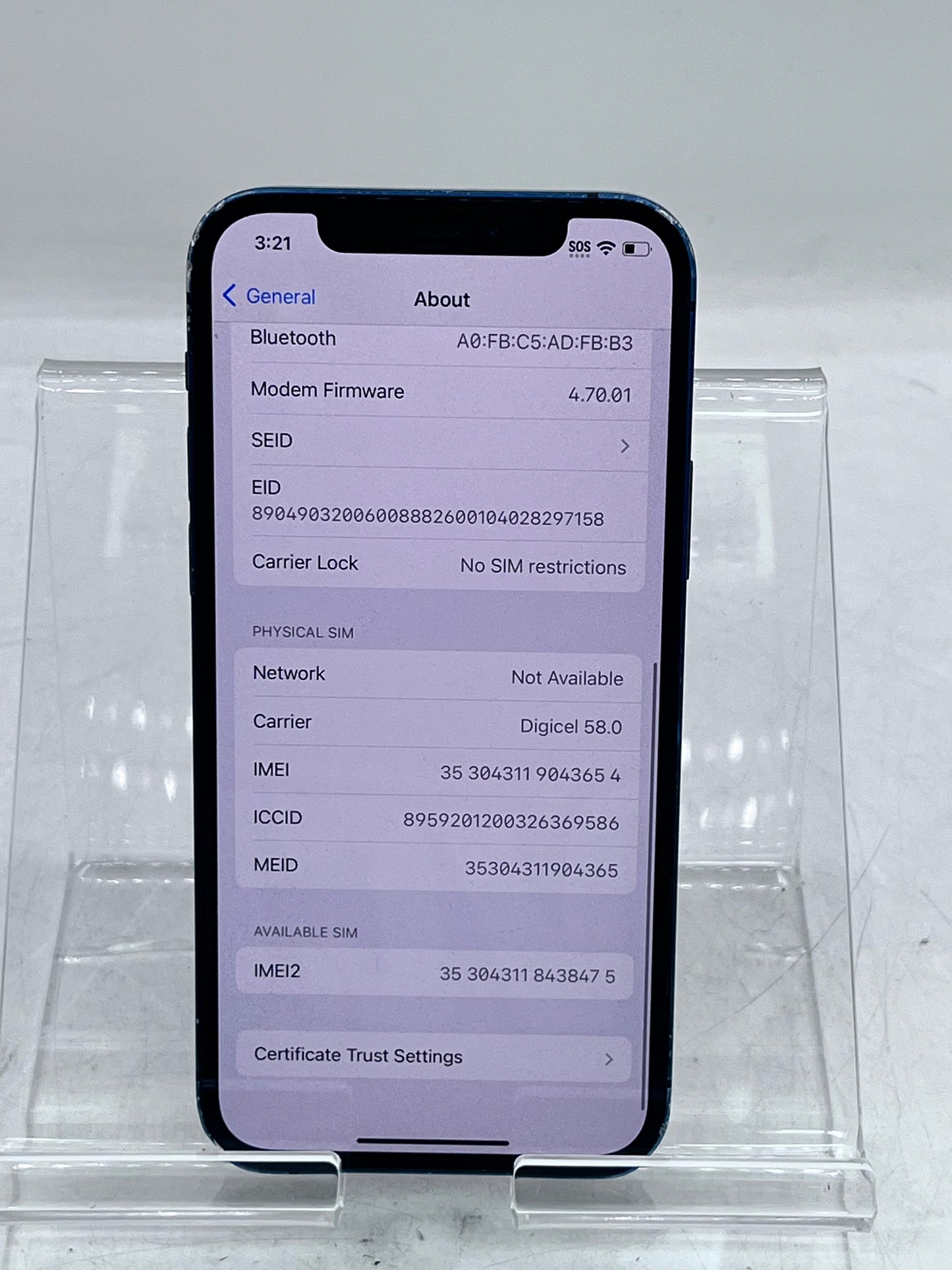 Unlocked Apple iPhone 12 64GB A2172 MGG83LL/A   - Blue