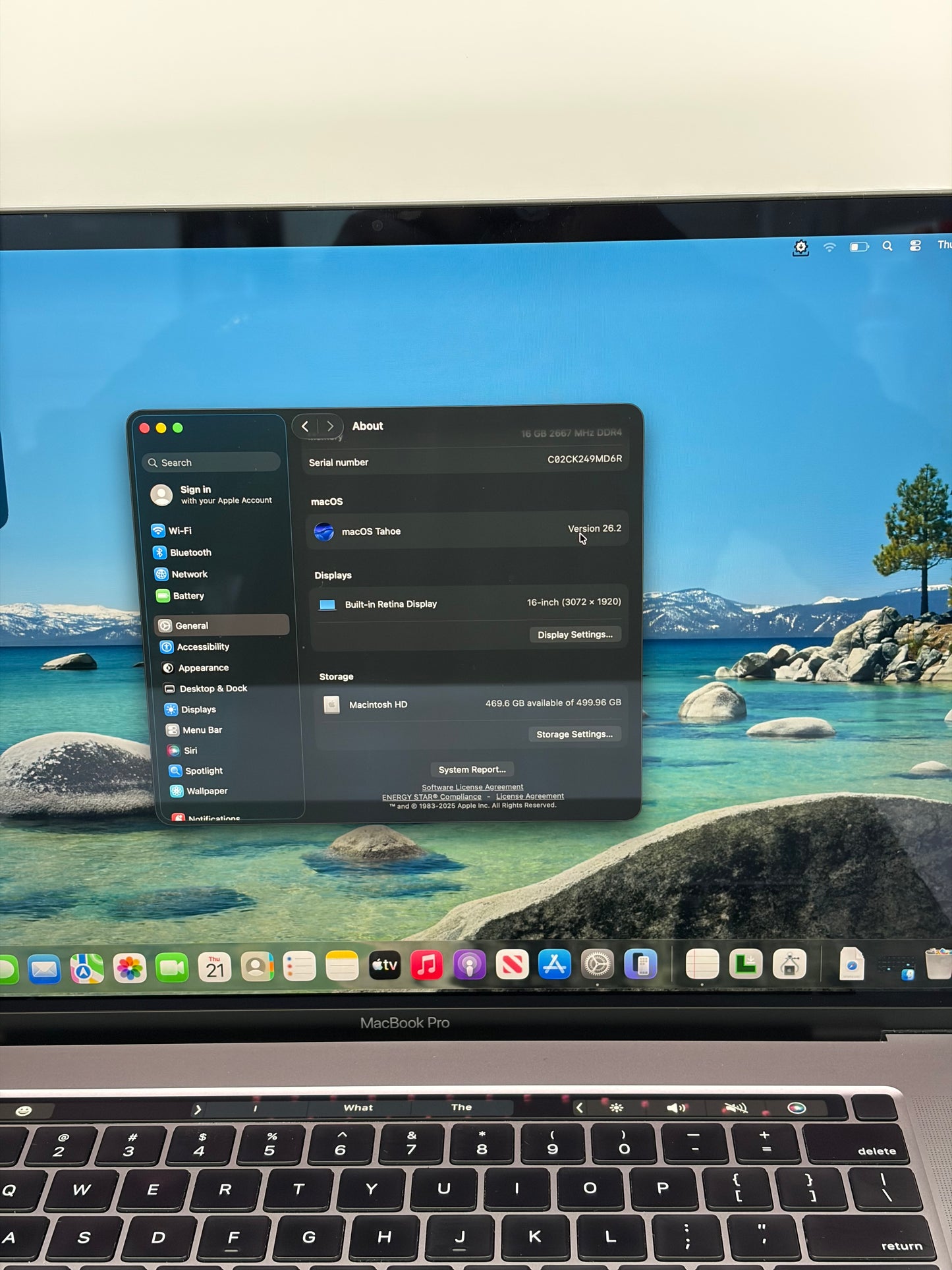 2019 Apple MacBook Pro 16" A2141 2.3GHz Core i9 16GB RAM 512GB SSD Space Gray
