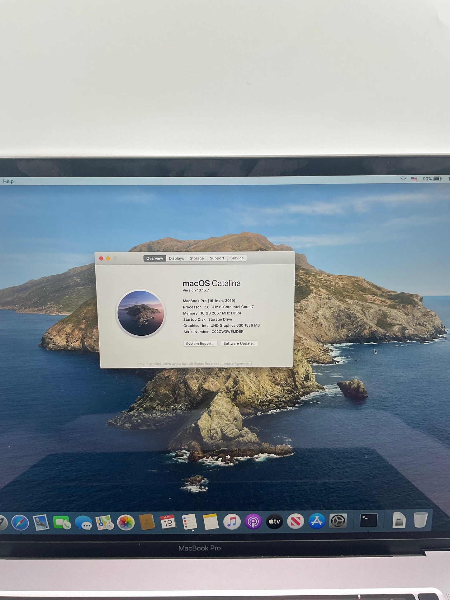 2019 Apple MacBook Pro 16" A2141 2.3GHz Core i9 16GB RAM 512GB SSD Silver