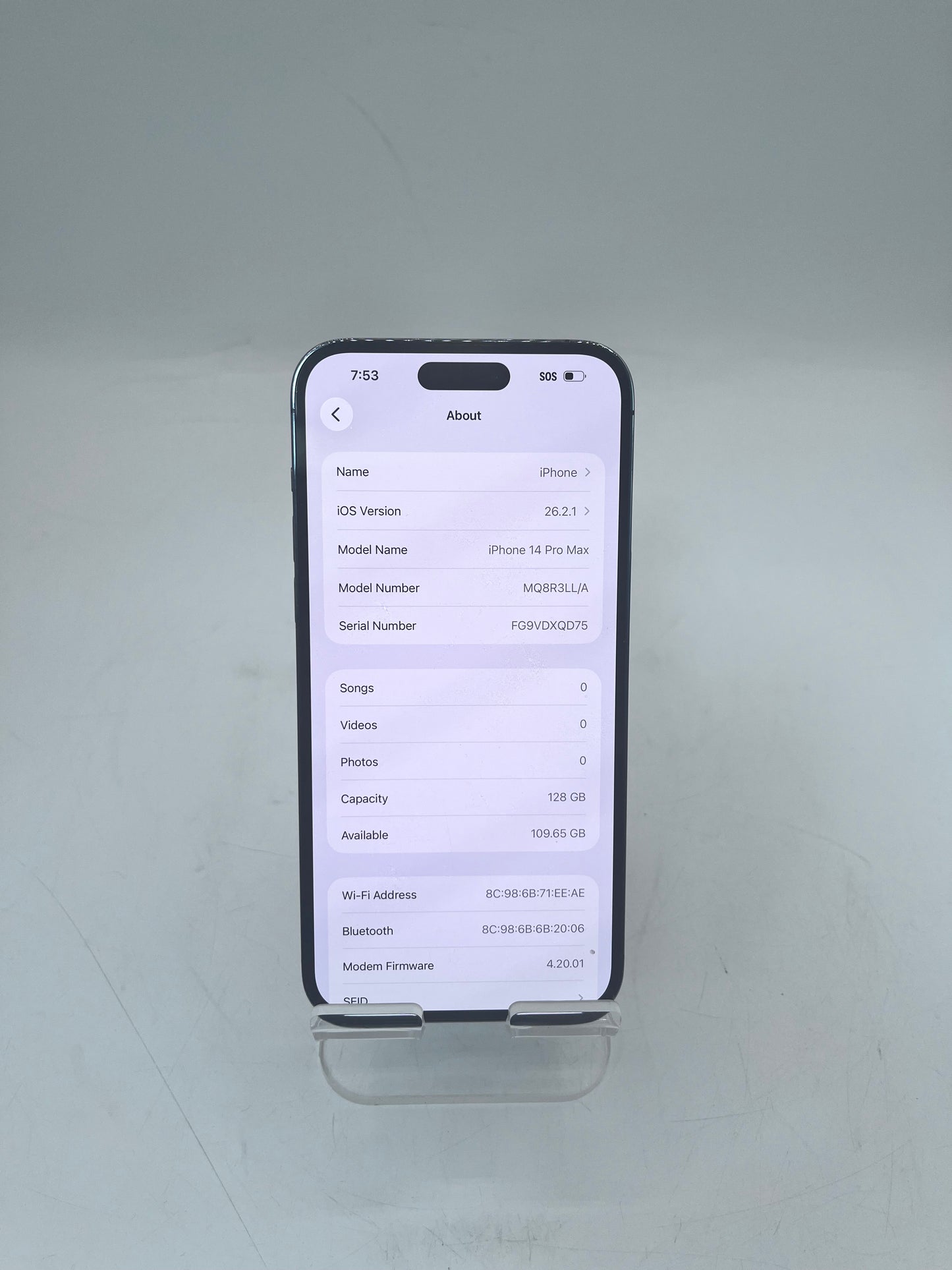 Unlocked Apple iPhone 14 Pro Max A2651 MQ8R3LL/A 128GB Purple CRACKED BACK