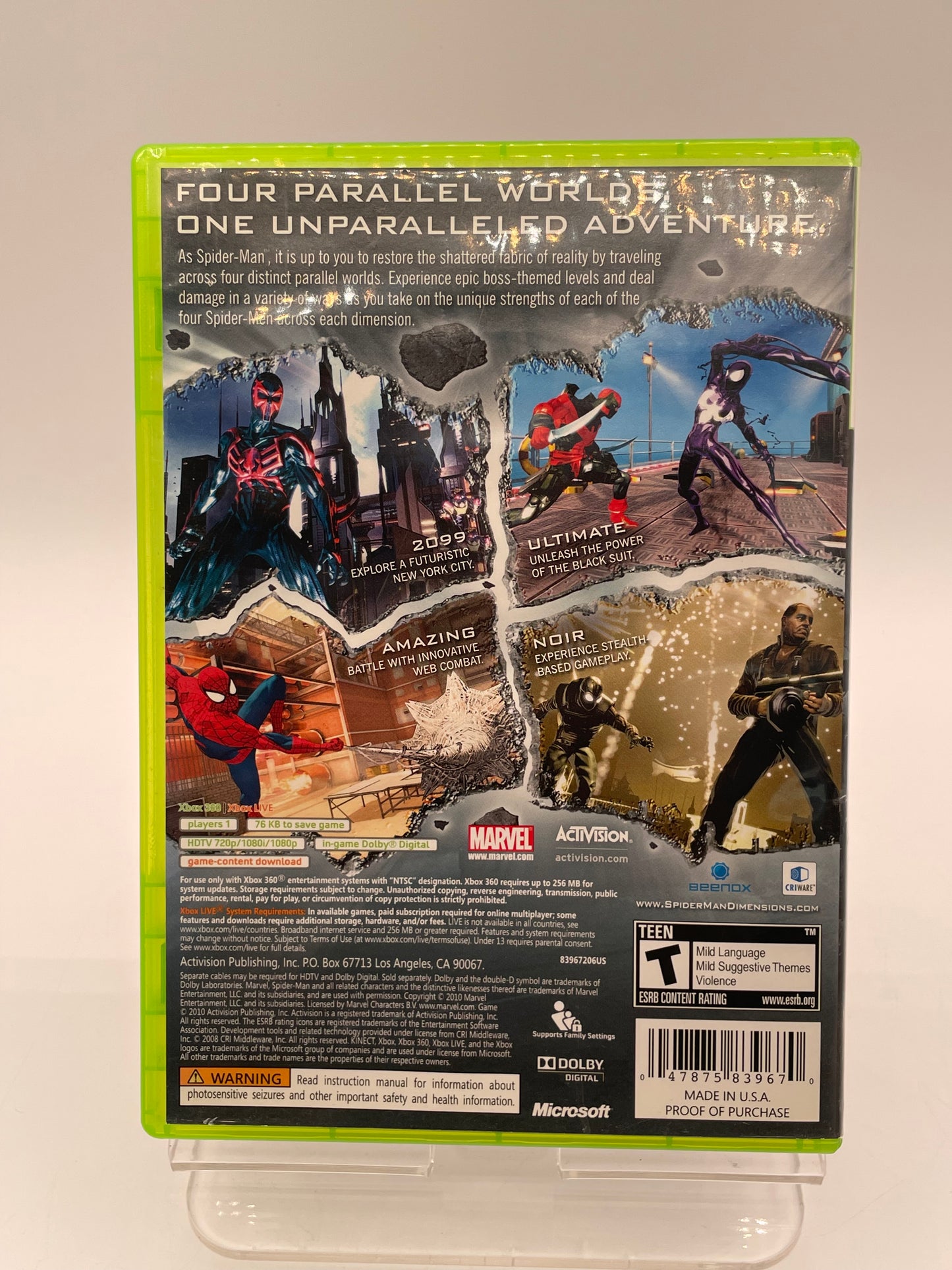 Spider-Man Shattered Dimensions Xbox 360 Activision Manual Tested