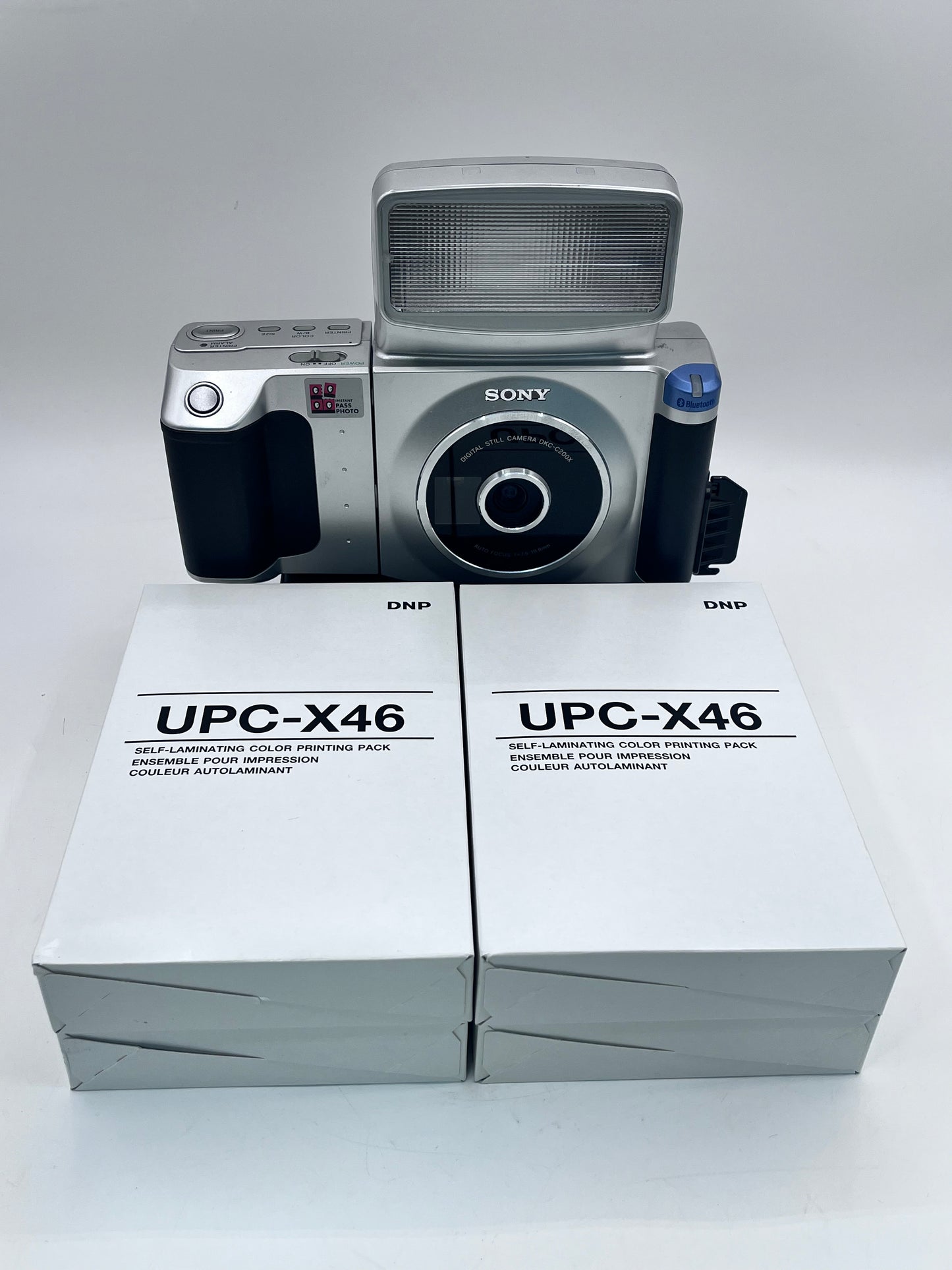 Sony DKC-C200X Instant Passport Photo Digital Camera with 4 Print Packs - Silver