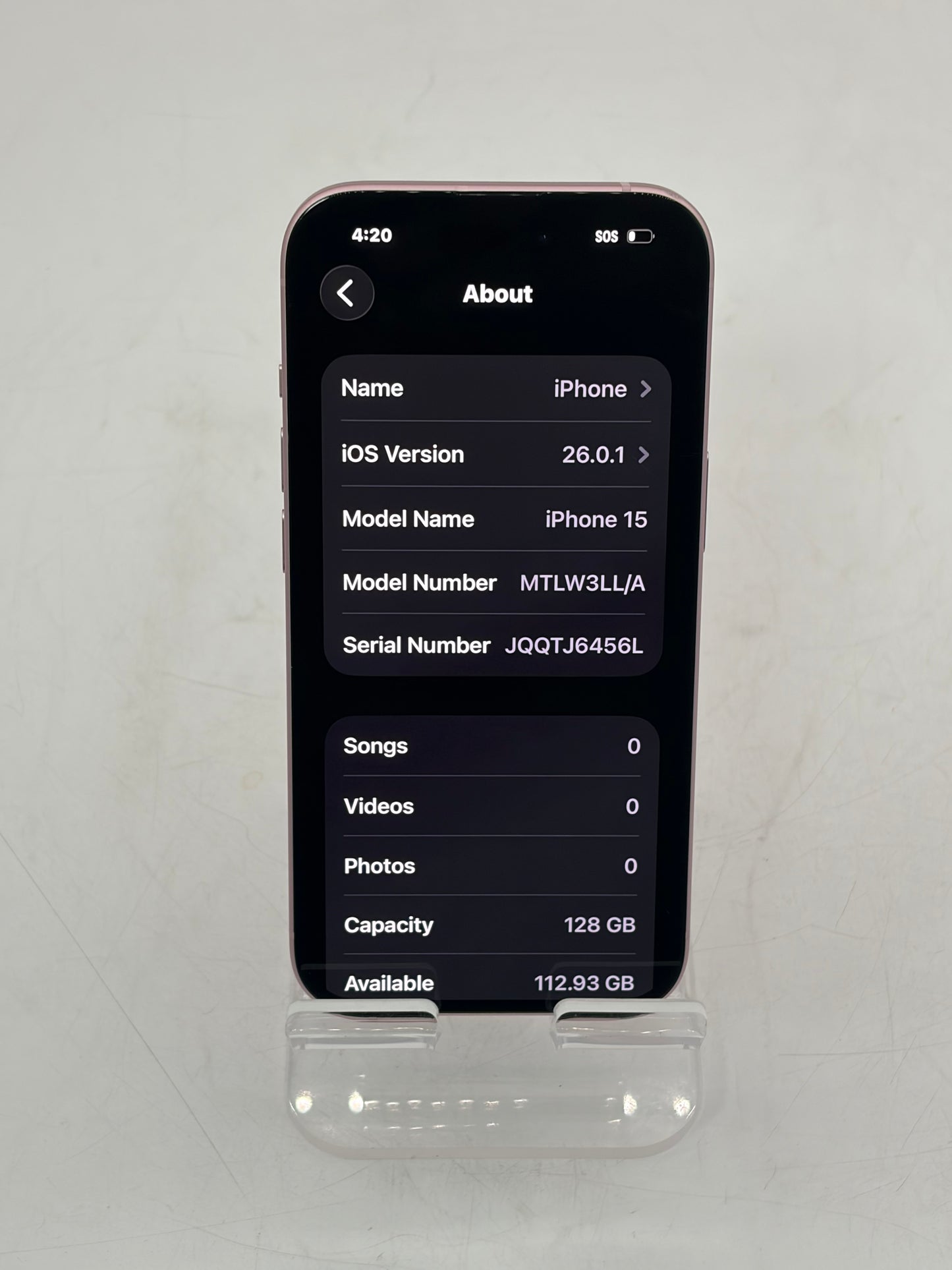 Wi-Fi Only Apple iPhone 15 128GB A2846 MTLW3LL/A Pink 99% Battery Health READ